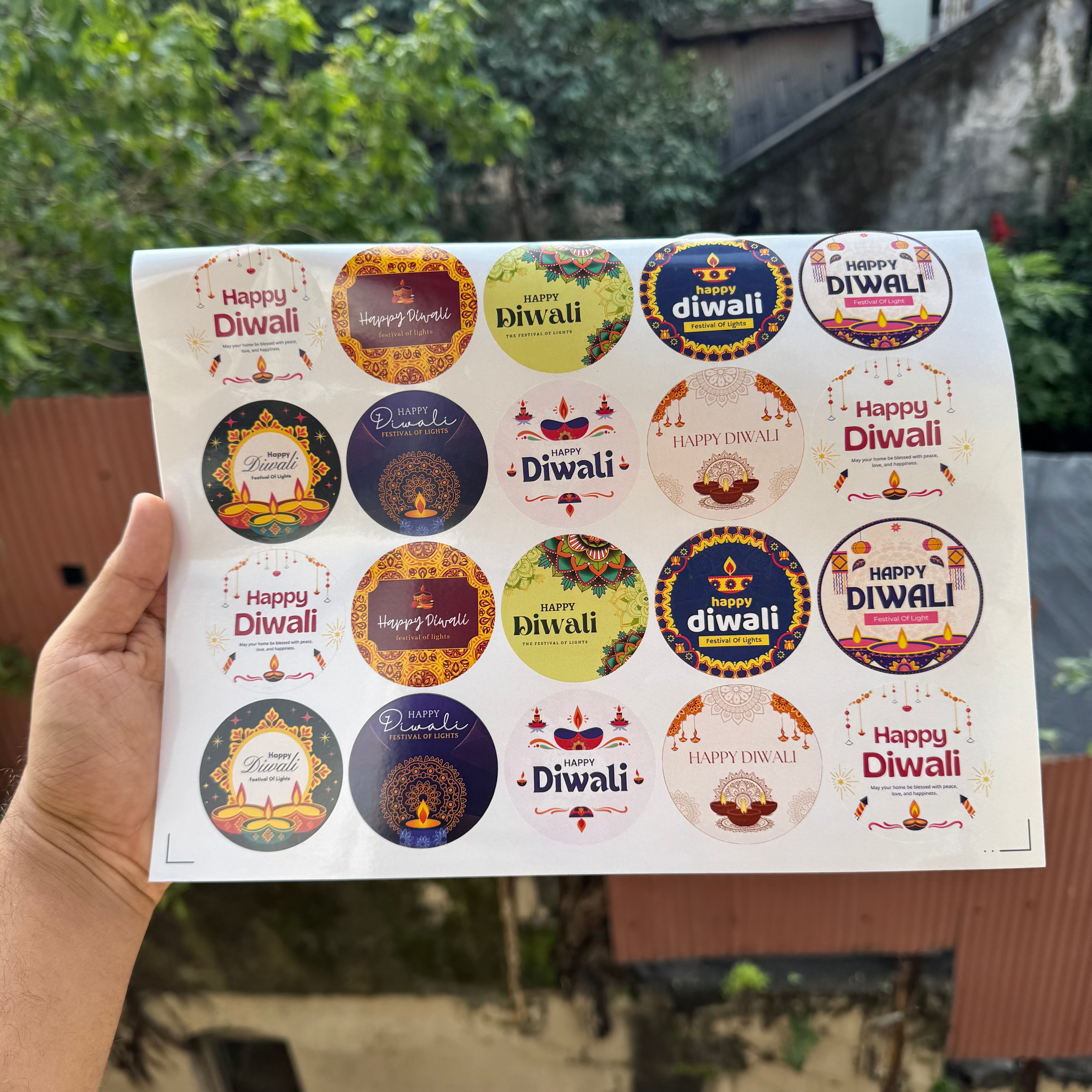 Diwali Round Sticker Sheet (1 sheet) 40 stickers