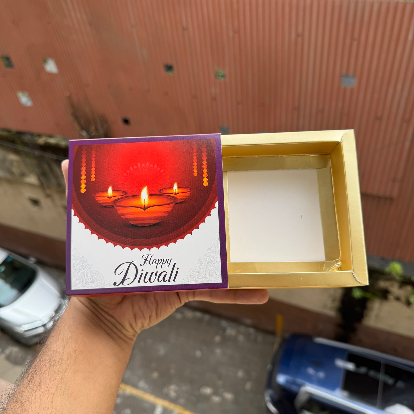Diwali Slider Box - 4Cavity Size - Use For Brownie / Chocolate / Candle & More (10pc)