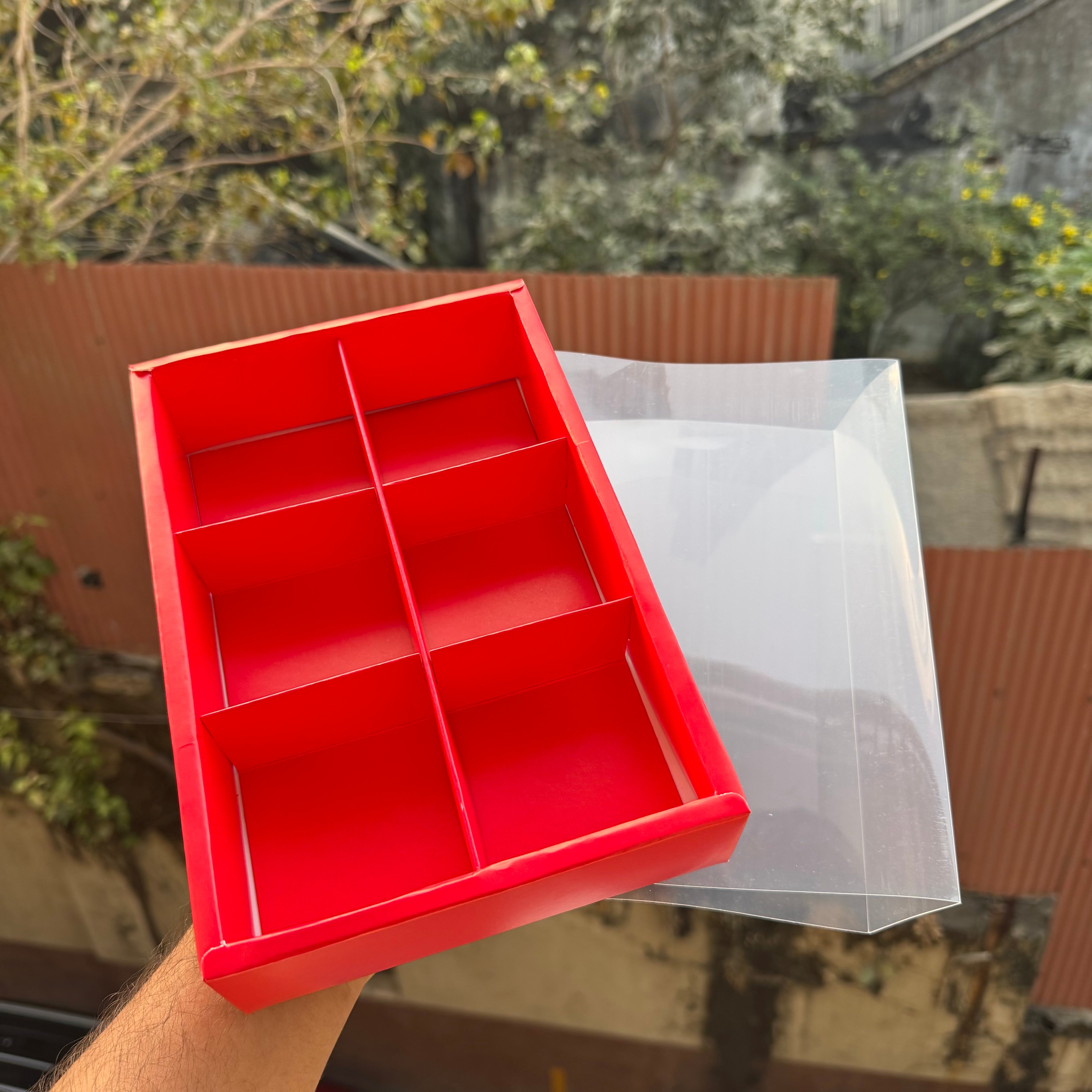 Valentine Frosted 6 Brownie / Dry-Fruit Partition Box (10pc)