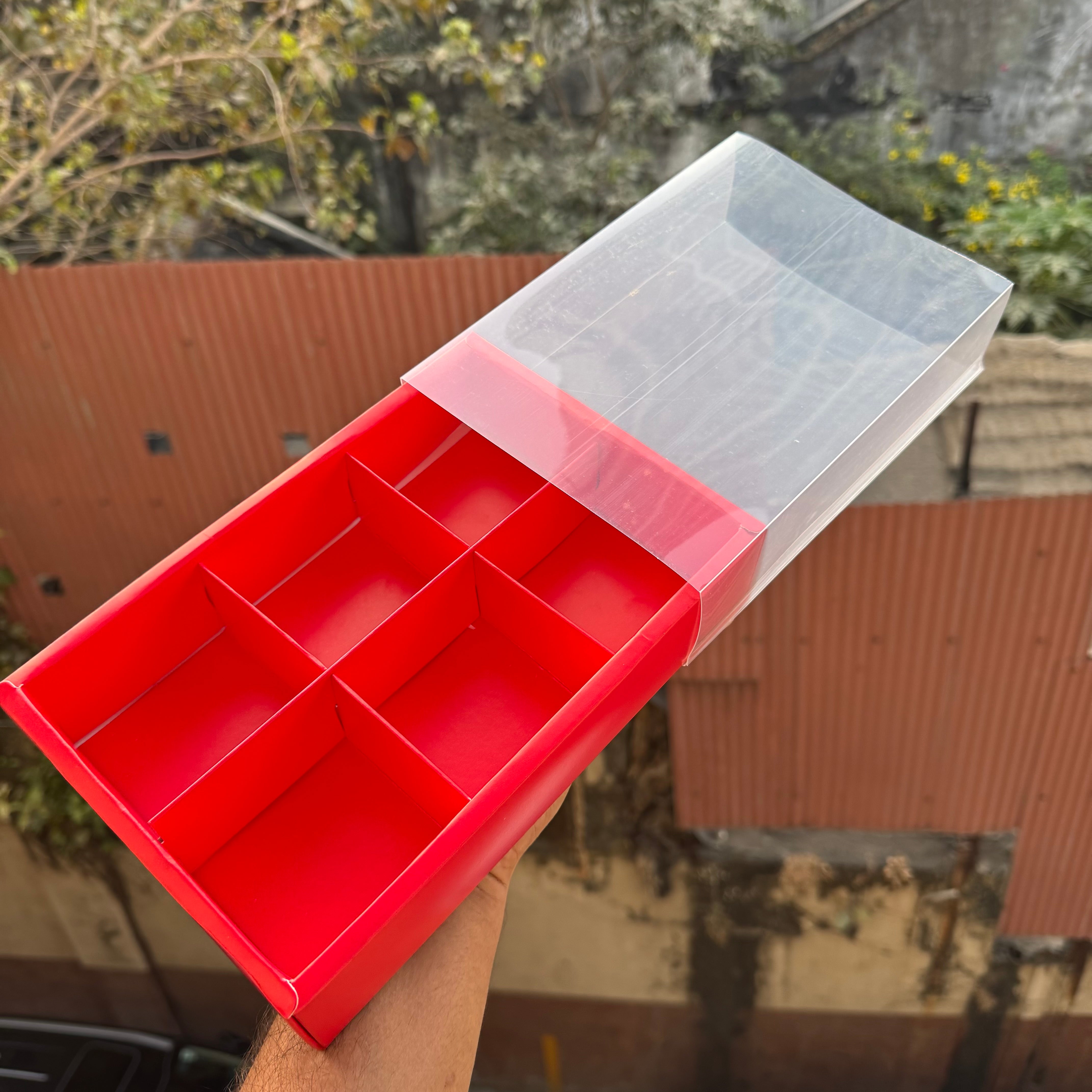 Valentine Frosted 6 Brownie / Dry-Fruit Partition Box (10pc)