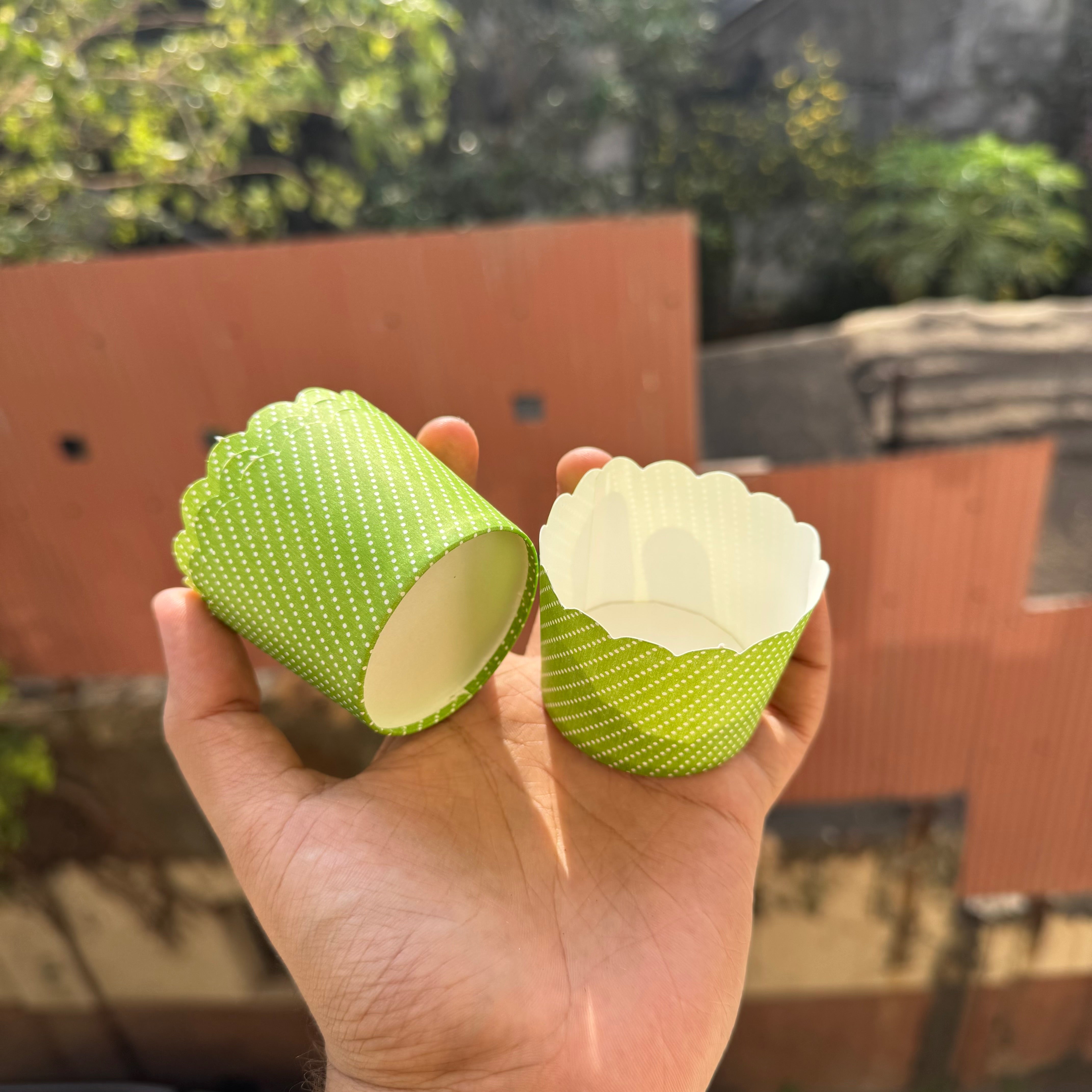 Green Polka Muffin & Cupcake Baking Liners (50pcs)