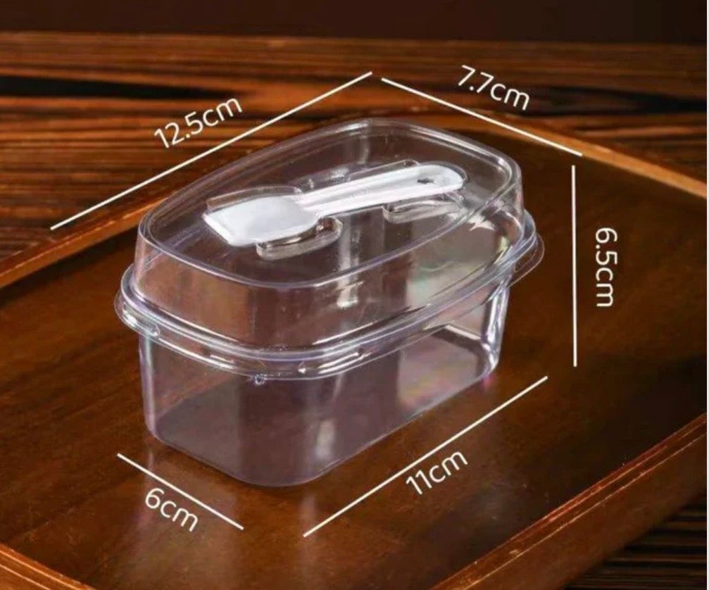 PVC Dessert Container With Spoon (10pc) •