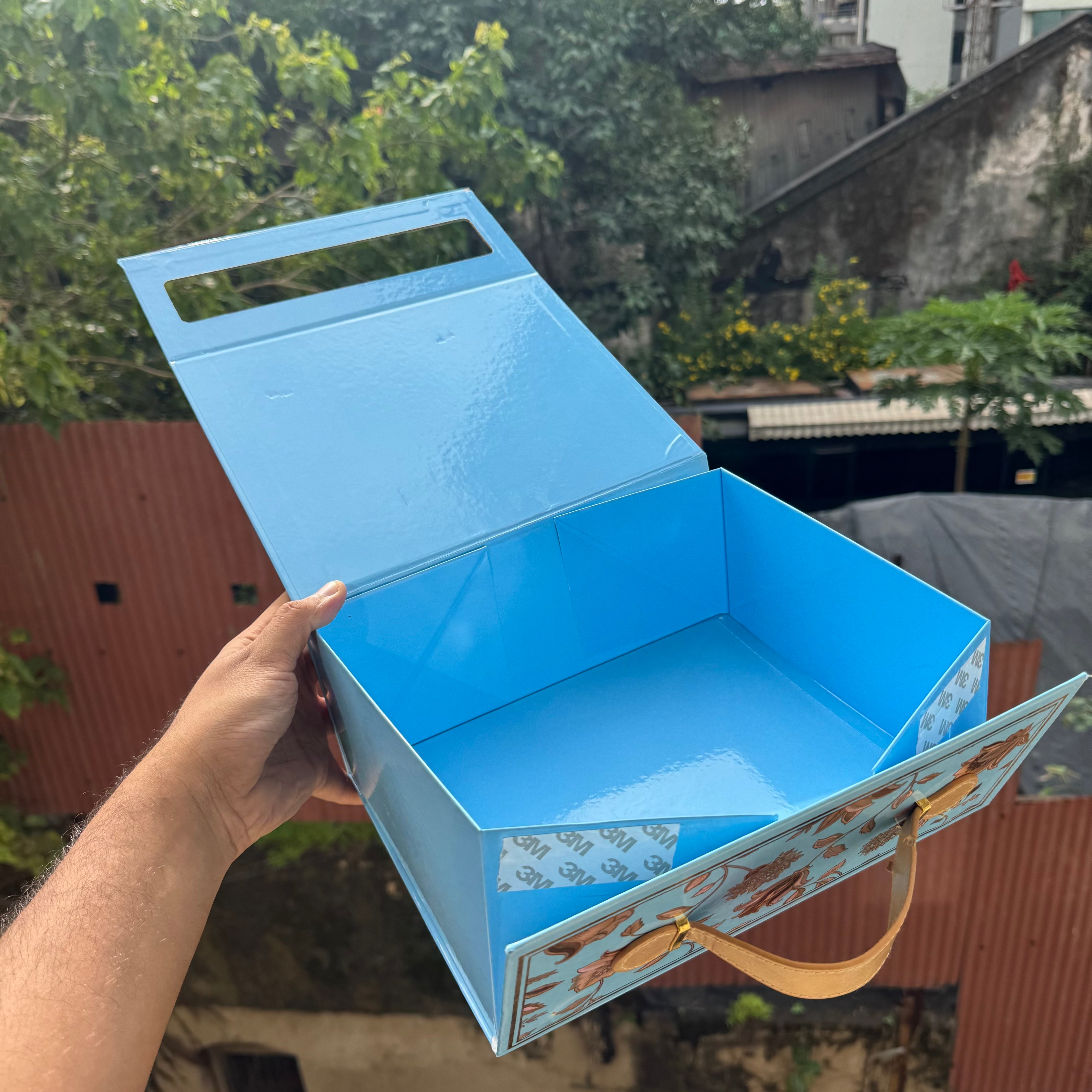Sitara Trunk Collapsible Hamper Box 1pc | Firozi