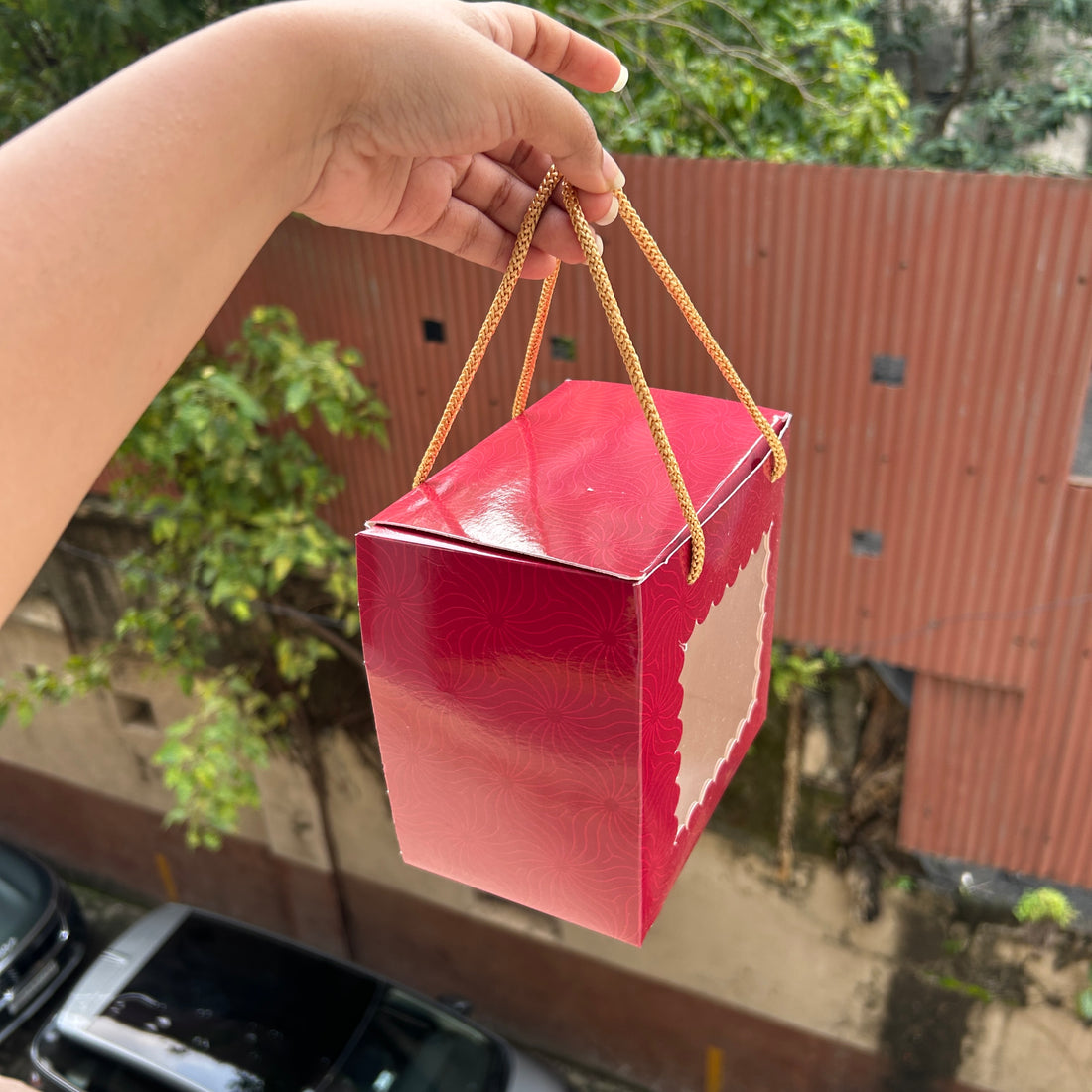 Festive Hamper Bag 6x6x4inch (10pc) | Fuchsia