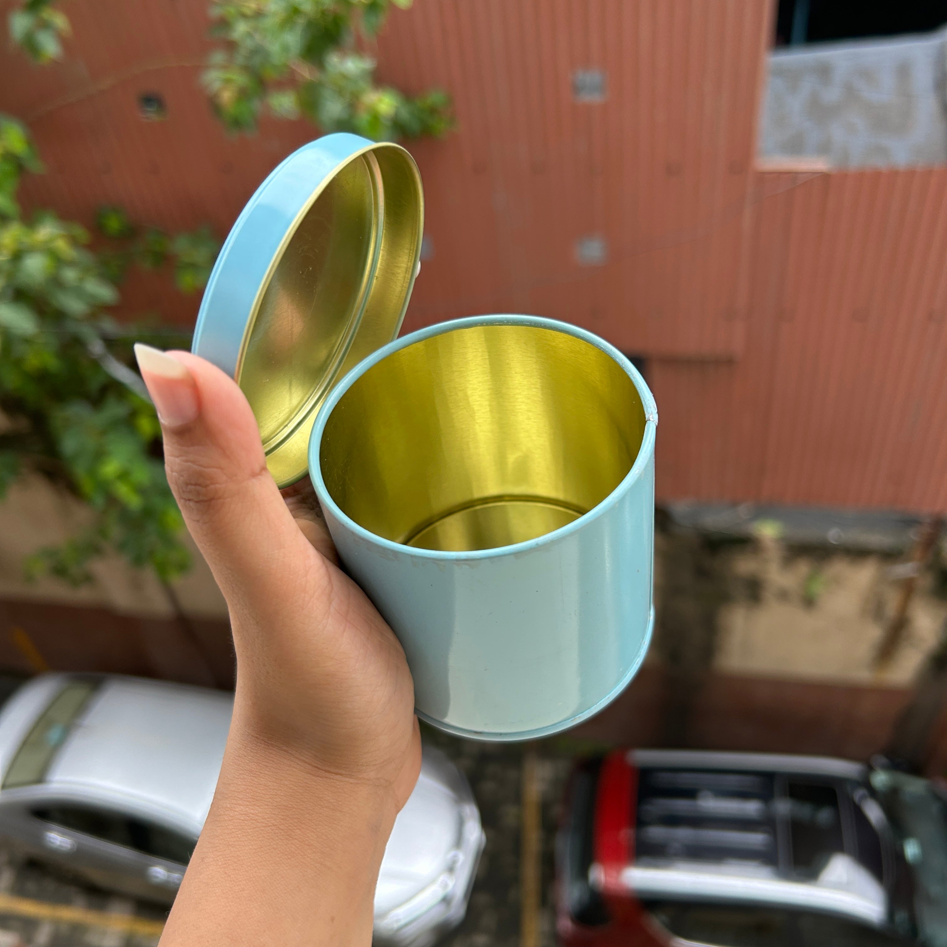 Blue Mini Dream Tin - for candles , dry fruits , cookies , gifts and more