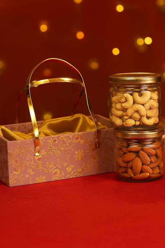 Premium Mdf Jar Bag Blush Pink with Gold Detailing