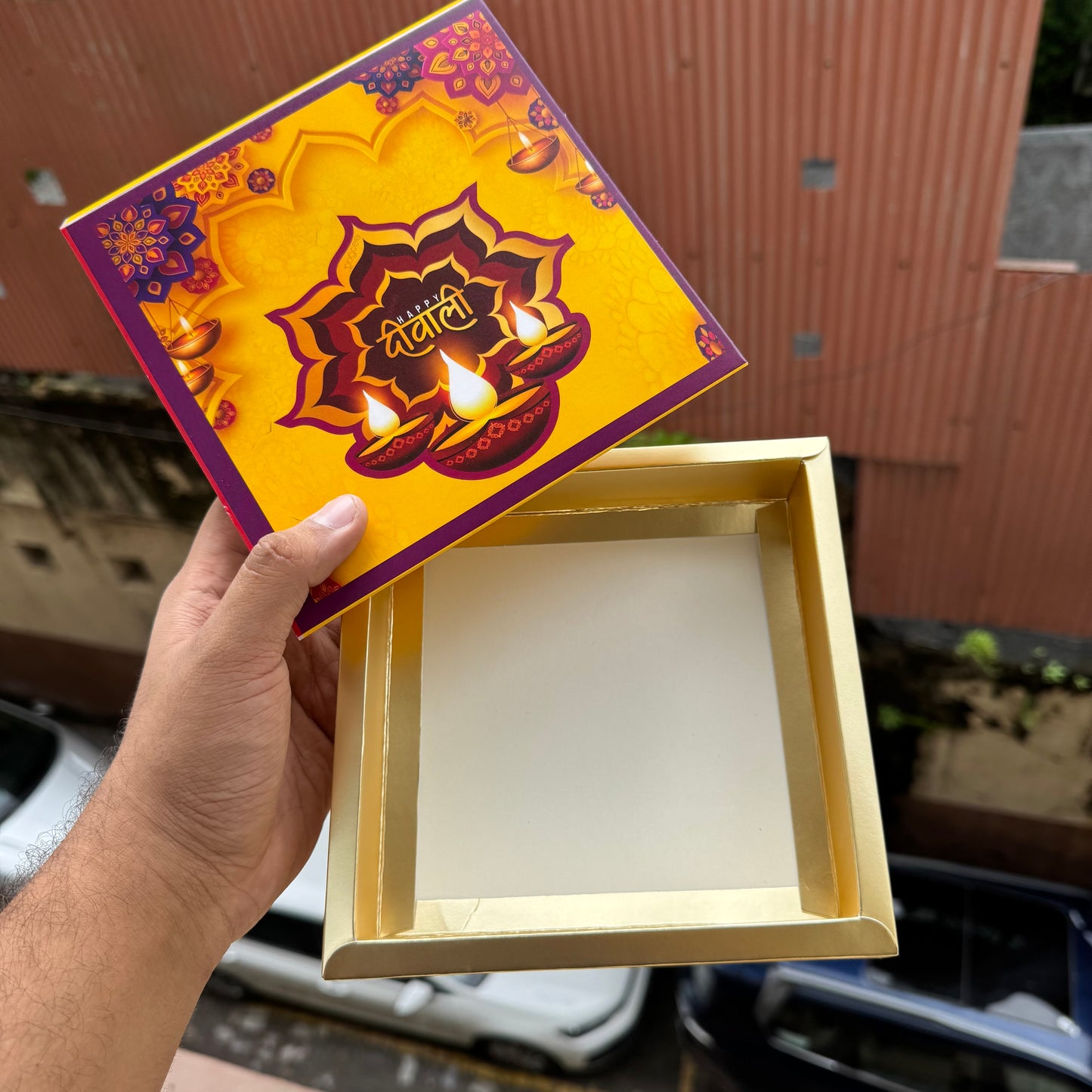 Diwali Slider Box - 9 Cavity - For Chocolates / Candles / Truffles / Brownies / Mithai’s & More (10pc)