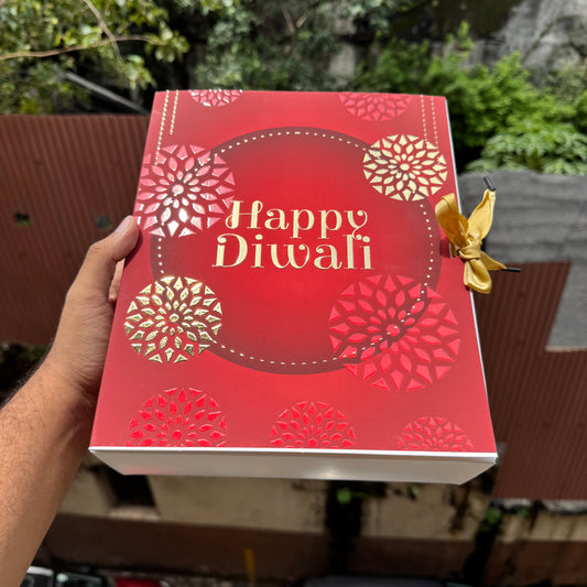Diwali Foiled Premium Hamper Box with Ribbon (10pc)