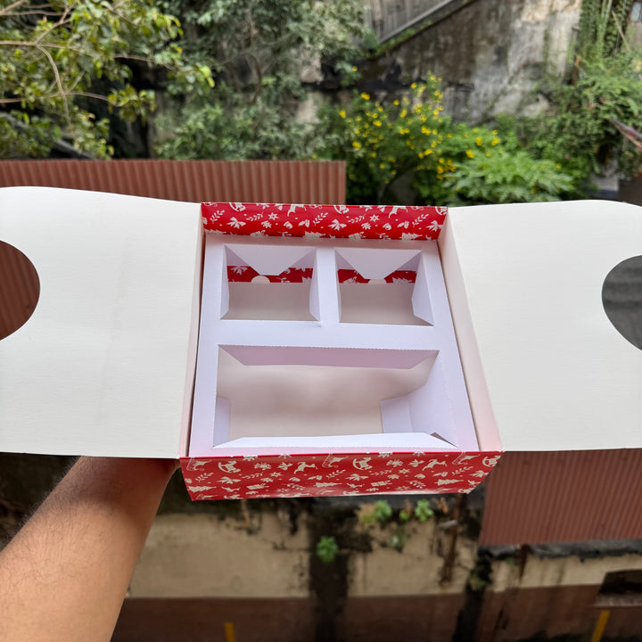 Christmas Hamper Box With Compartment And Handle (10pc)