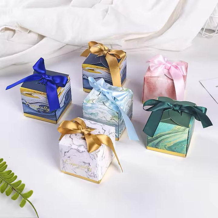 Pretty Marble Print Box For Candles / Jewellery / Chocolate with Ribbon (10pc)
