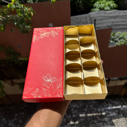 Pastel Petals Collection - 10 Cavity  Box with Premium Cavity for Chocolates,Truffles - Red (10pc) Top Bottom