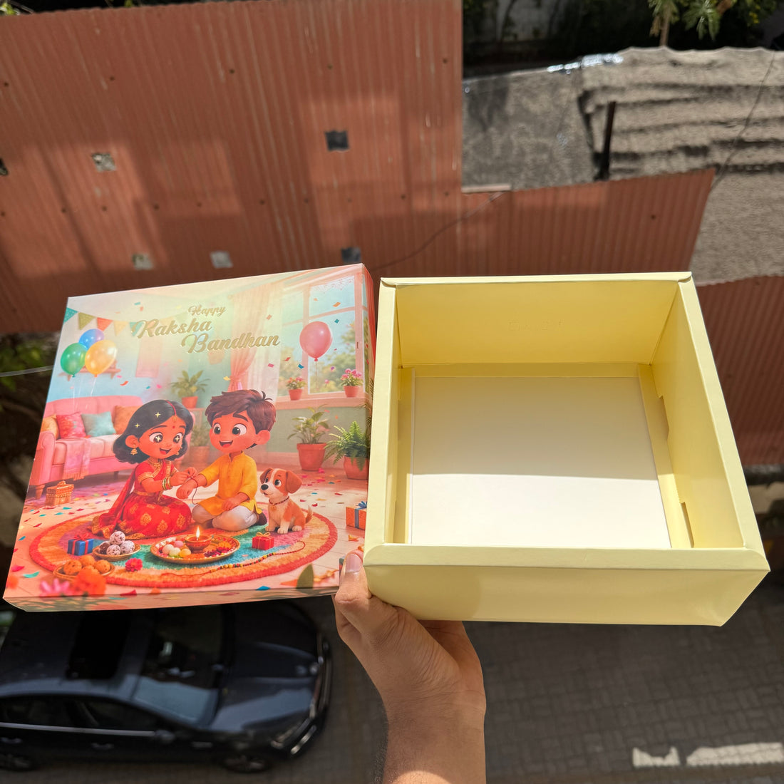 Rakhi Top Bottom Hamper Box • BK-91 Yellow
