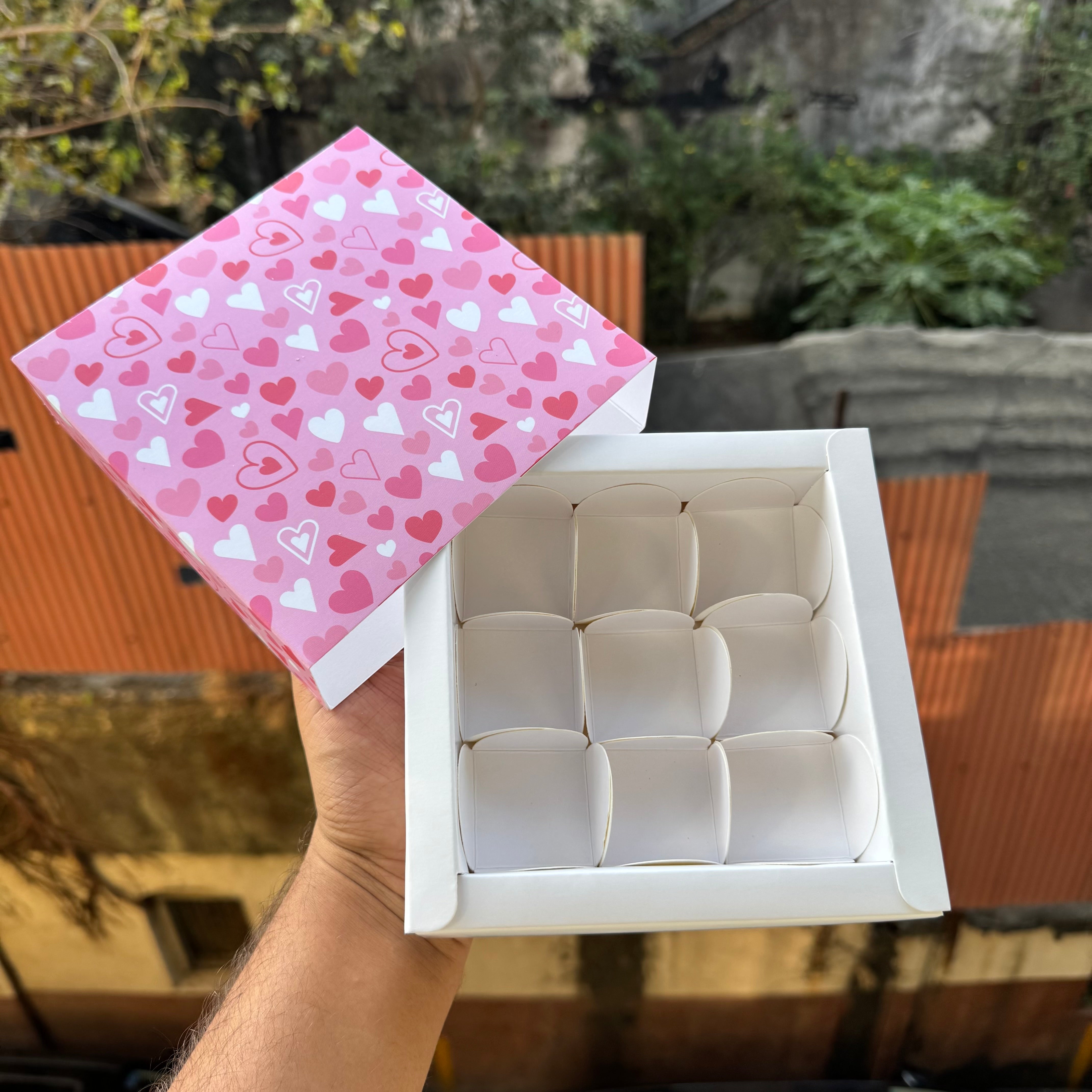 Premium Valentine 9 Cavity Box for  Brownies , Candles , Macaroons and more (10pc)