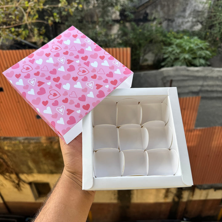 Premium Valentine 9 Cavity Box for  Brownies , Candles , Macaroons and more (10pc)
