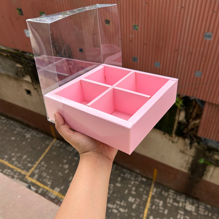Pink 4 Brownie / Dry-fruit Partition Box (10pc)