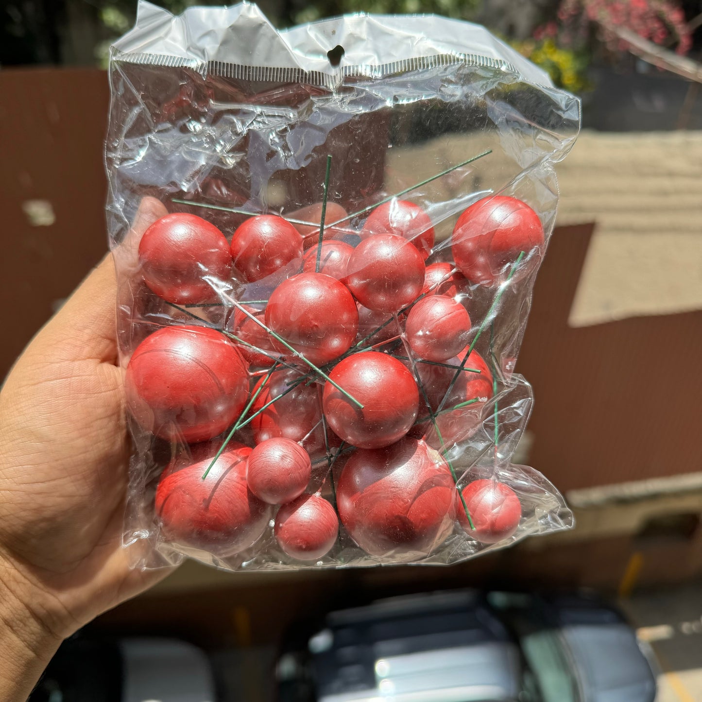 Pearl Finish Red Faux Ball 20pcs