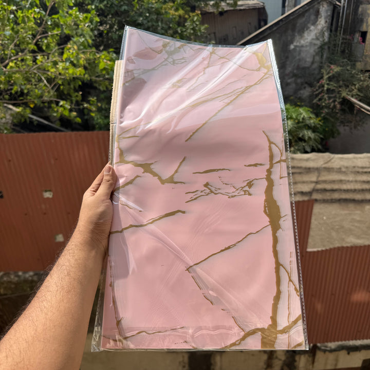 Bouquet Wrapping Sheet - Marble Printed - Baby Pink (20 sheets)