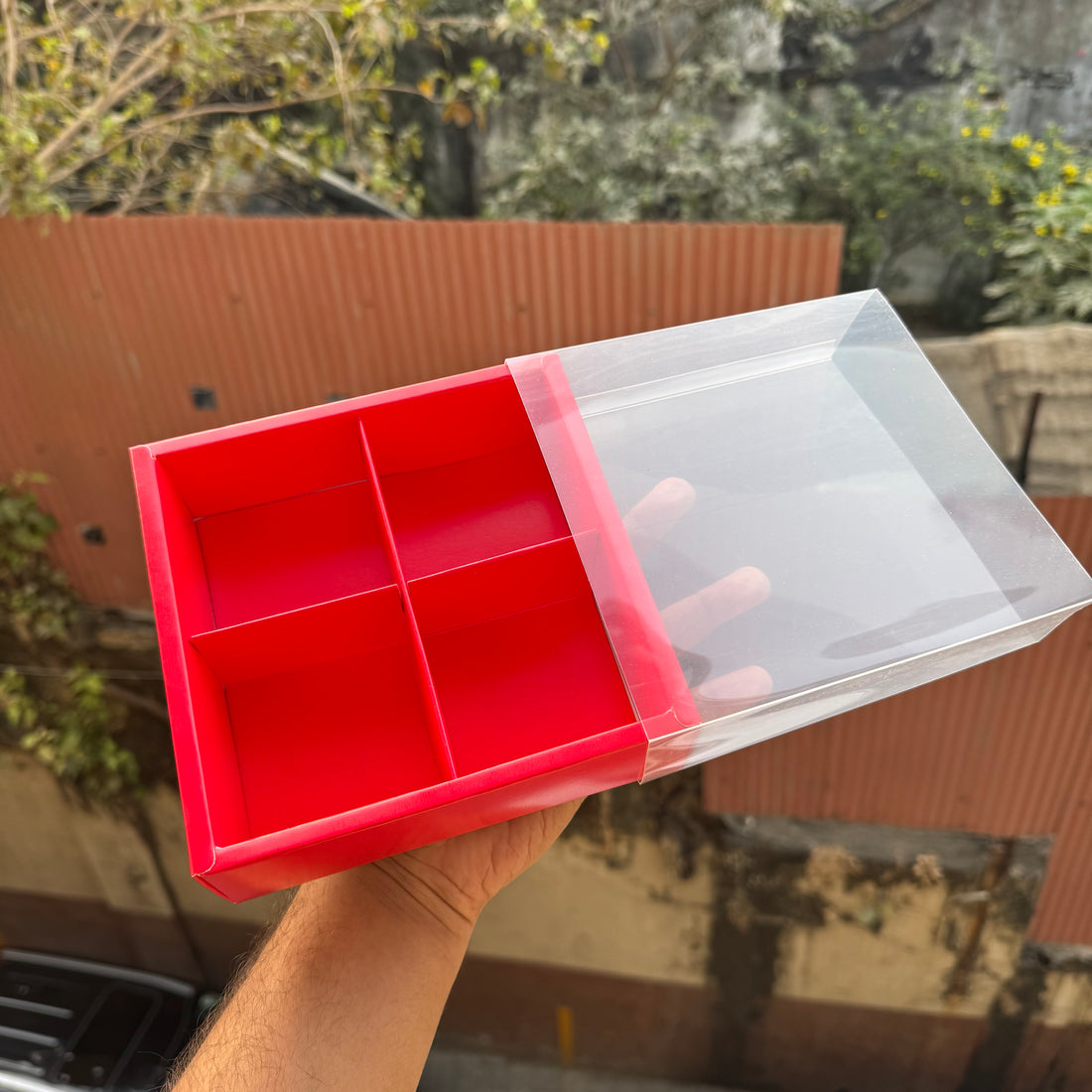 Valentine Frosted 4 Brownie / Dry-Fruit Partition Box With Lid (10pc)