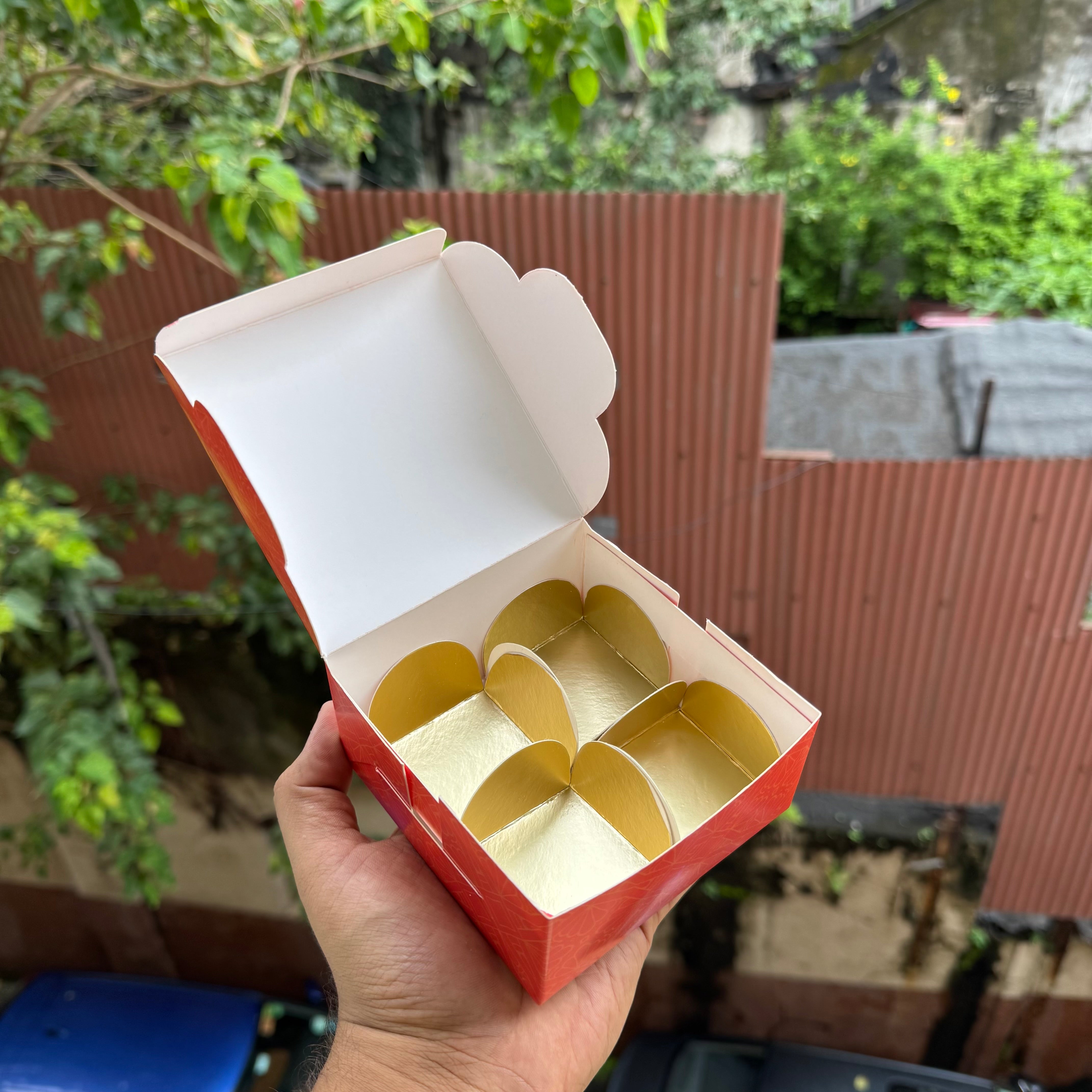 Modak Gold 4 Modak Box For Ganesh Chaturthi (10pc) with gold premium cavity ...