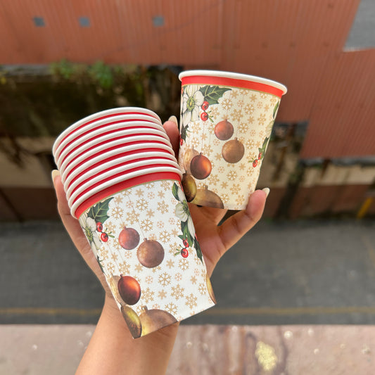 Christmas Disposables - Xmas Paper Cups 210ml (10pcs)