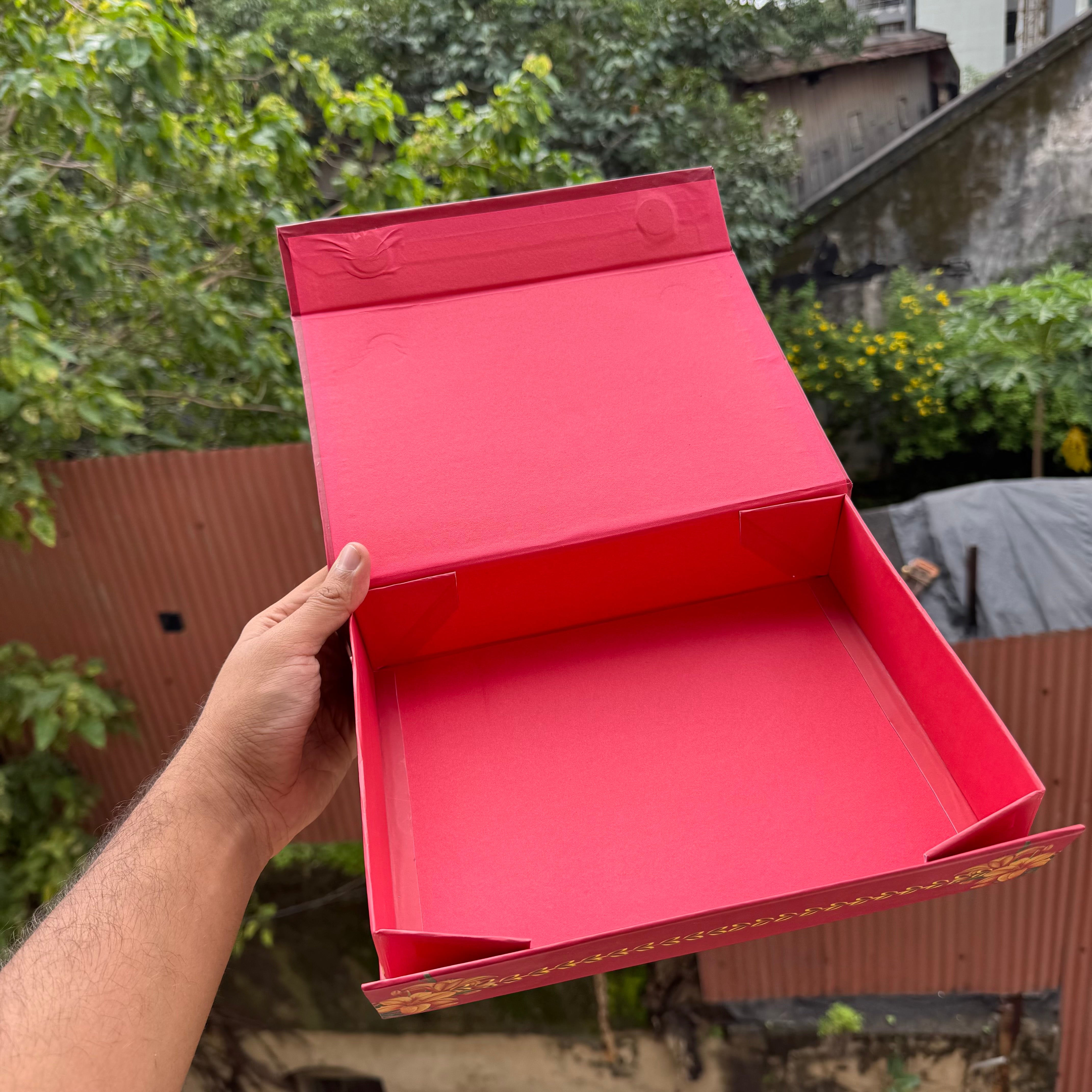 Premium Rigid Mithai / Hamper Box | Collapsible (1pc) ~ Red