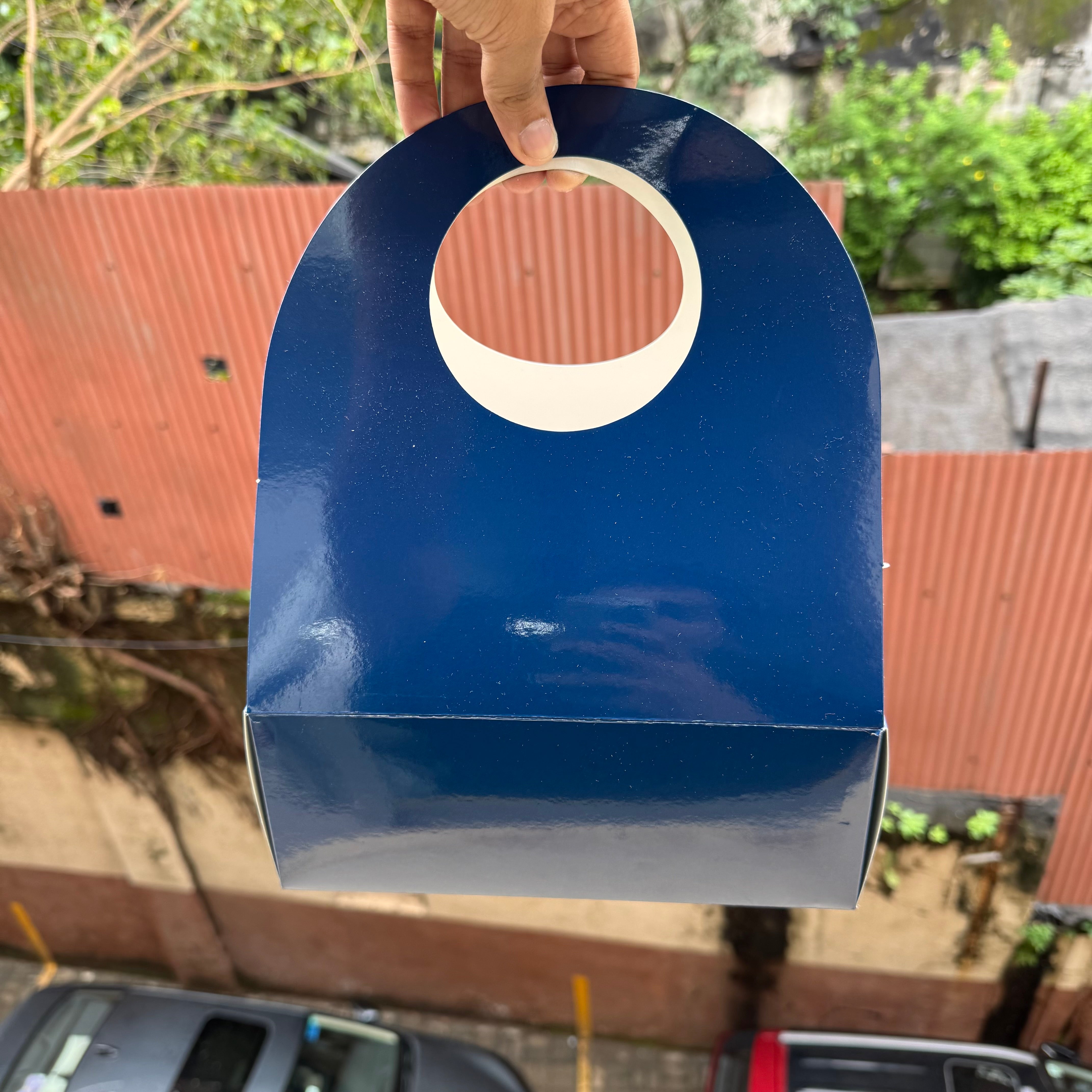 Festive Blue Hamper Box With Compartment and Handle (10pc)