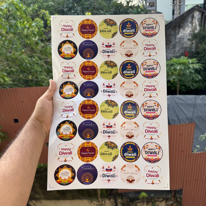 Diwali Round Sticker Sheet (1 sheet) 40 stickers