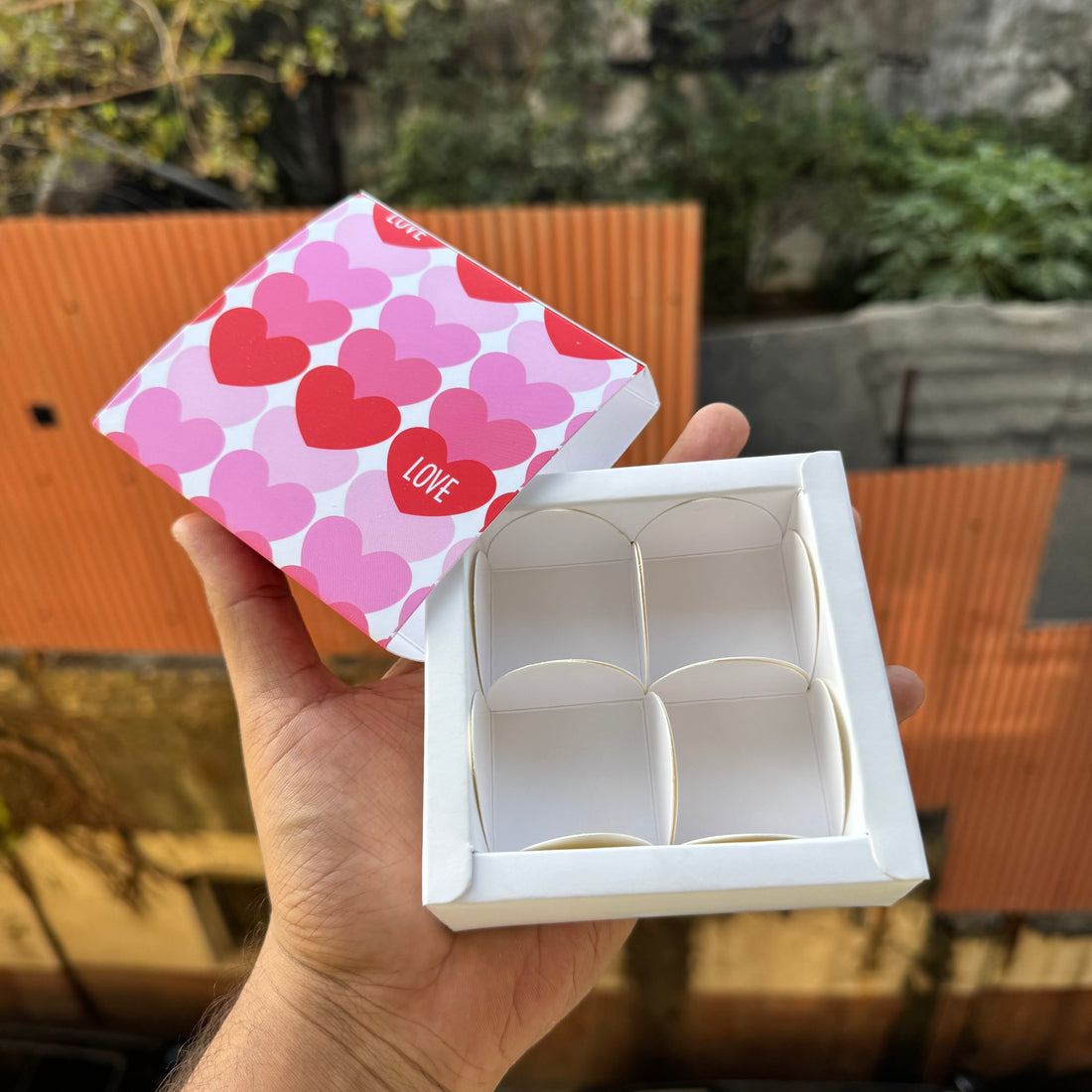 Valentine Premium Cavity Box For 4 Brownie / Candle and more (10pc)