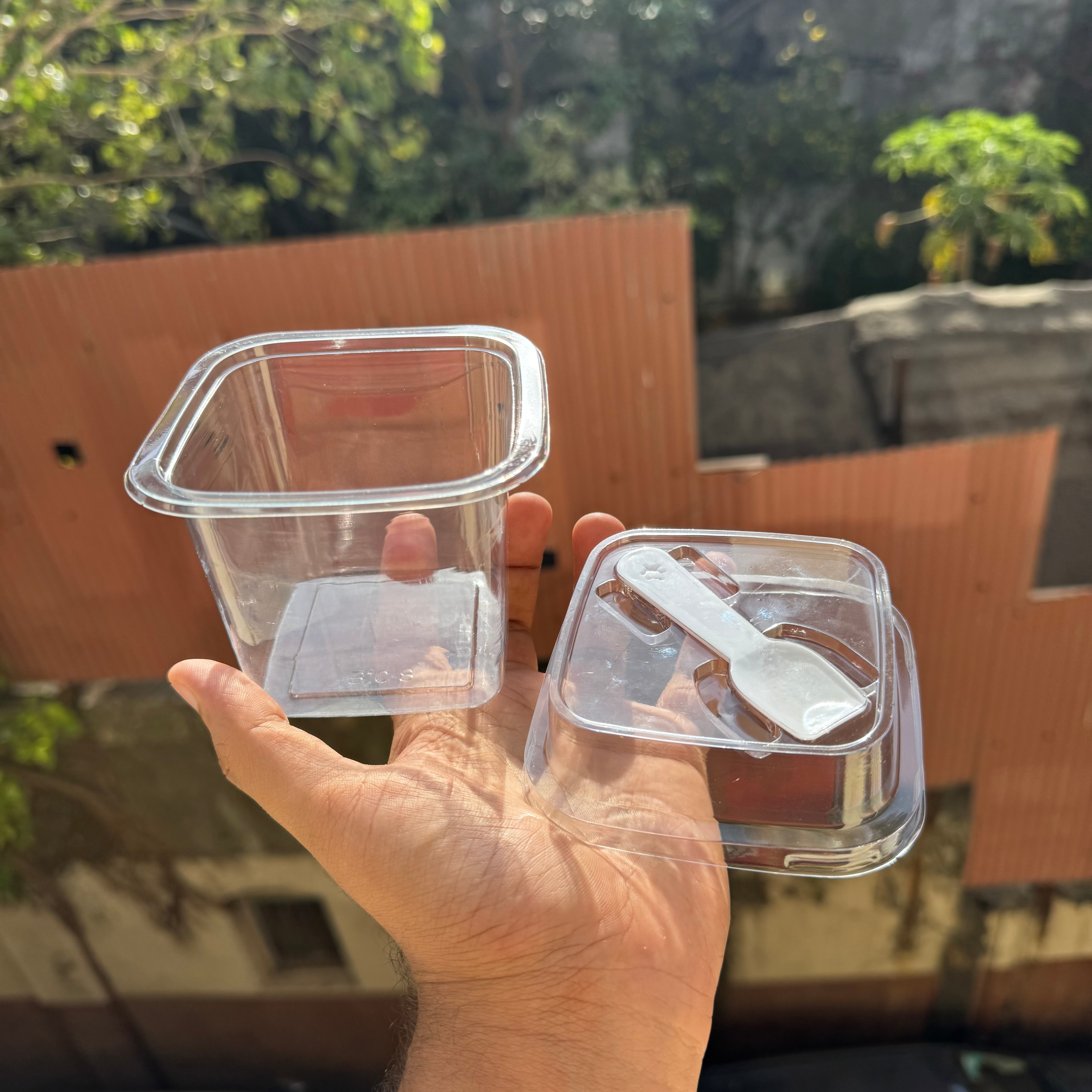 PVC Dessert Container With Spoon (10pc) • B10-8