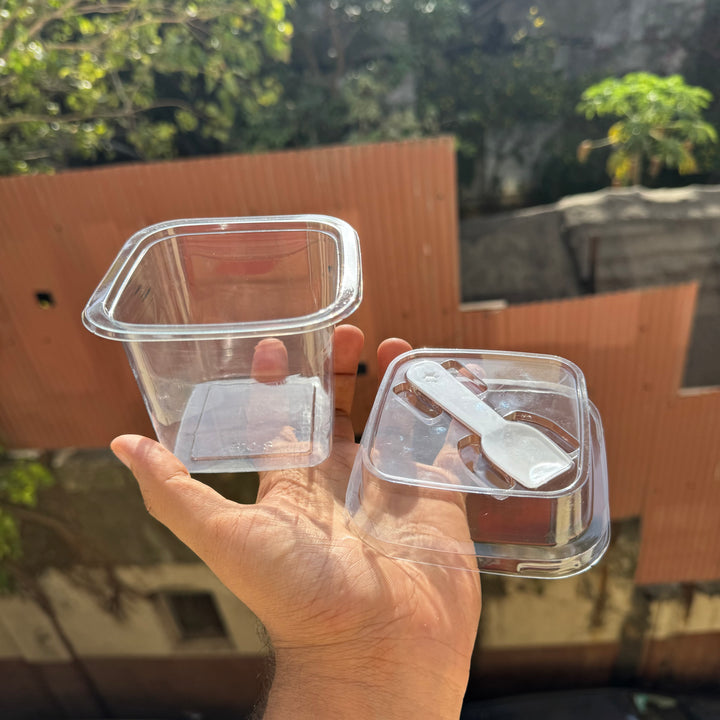 PVC Dessert Container With Spoon (10pc) • B10-8