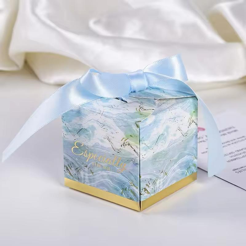 Pretty Marble Print Box For Candles / Jewellery / Chocolate with Ribbon (10pc)