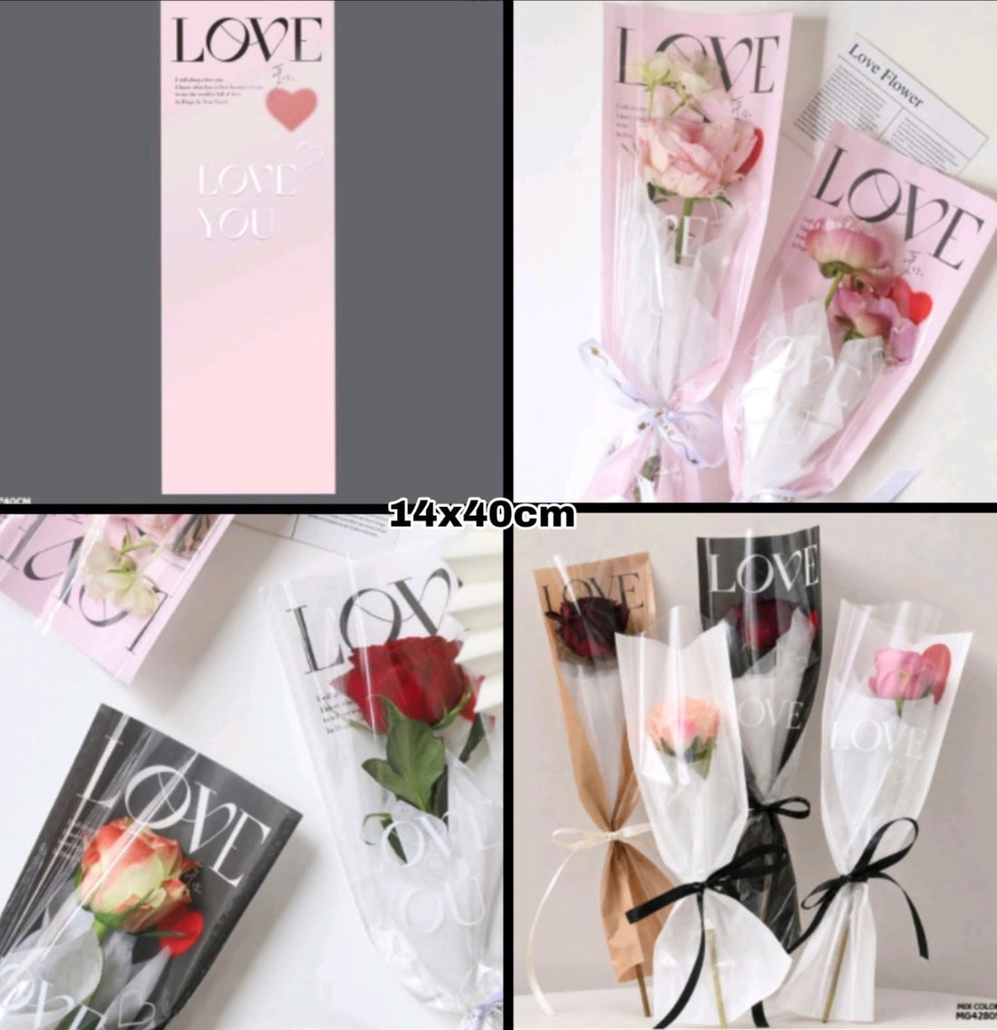 Love Single Flower Bouquet Sheet Holder (50pcs)