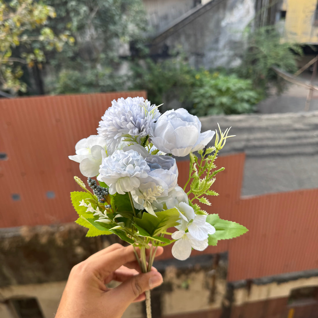 Artificial Flower Bunch With Stem and Leaves (1pc) #460