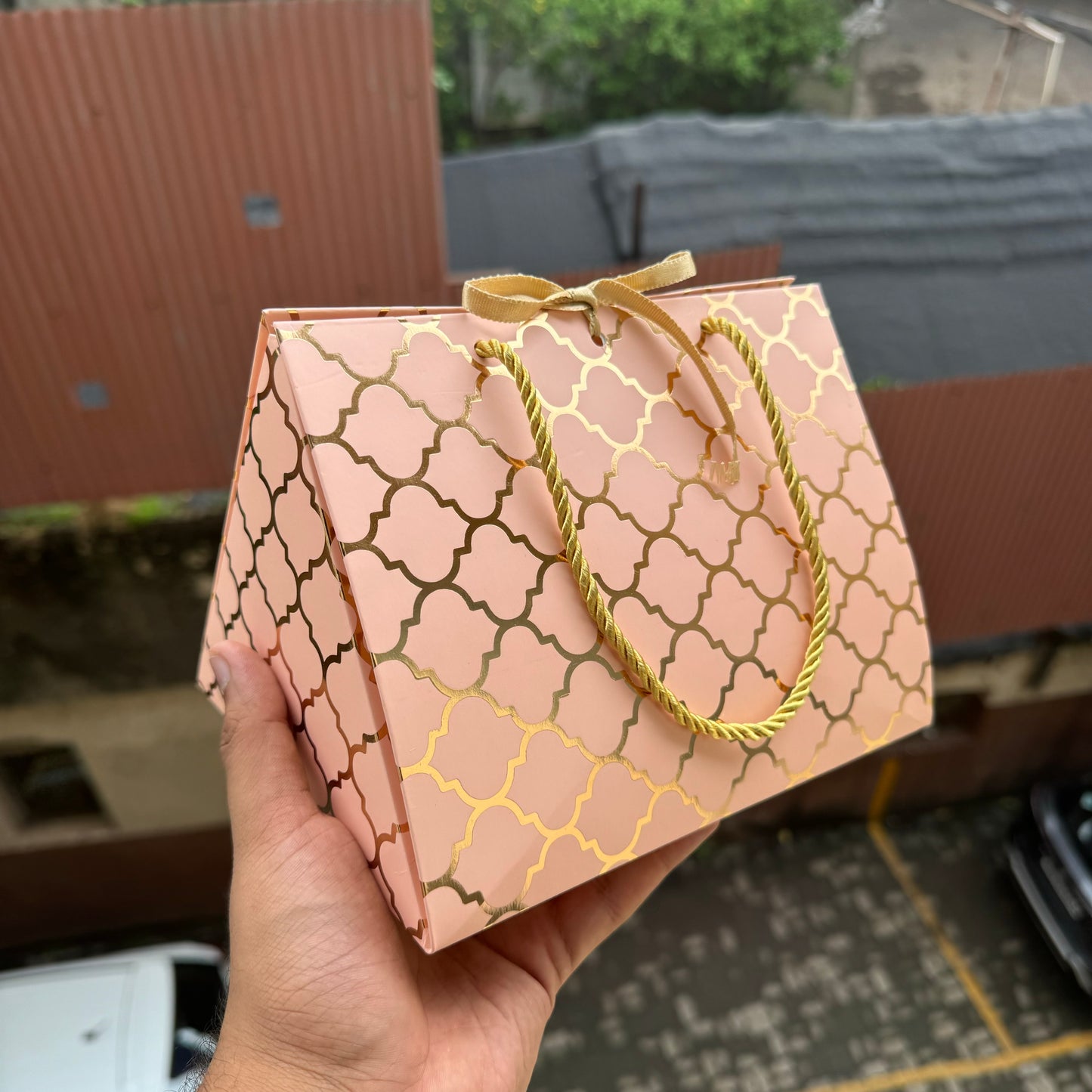 Peach Festive Jar Triangle Box / Bag