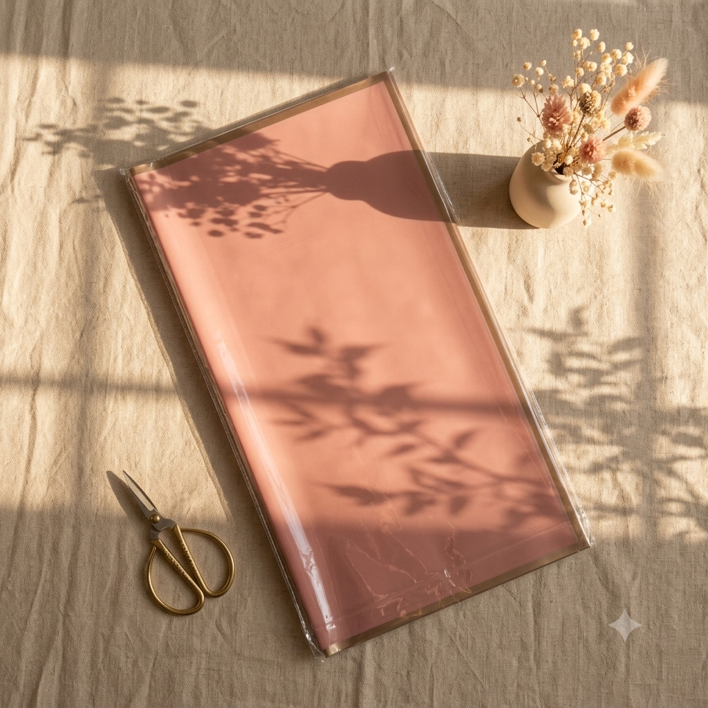 Bouquet Wrapping Sheet - Dusty Pink With Rose Gold Border - (20 sheets)