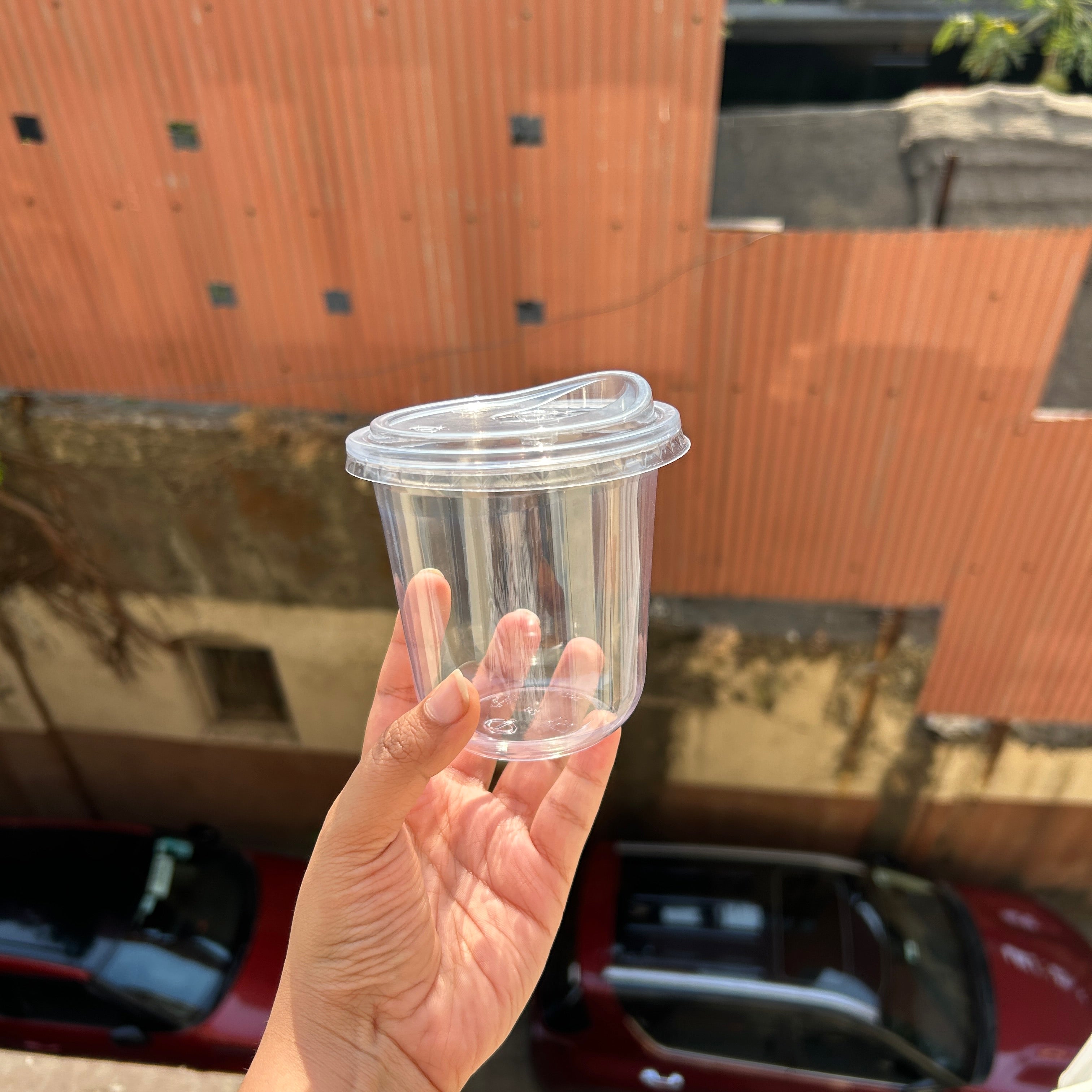 Trending U Shape Dessert Container PVC (10pc) • Coffee / Boba Tea Cups - 350ml with sipper lid • CFO