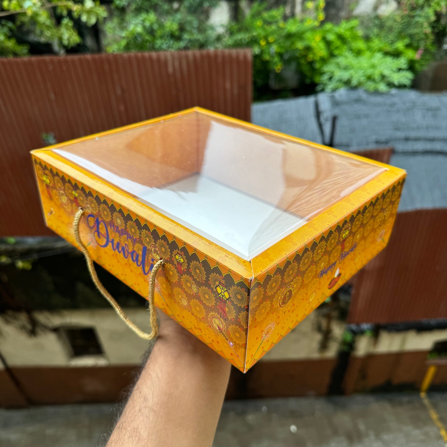 Yellow Diwali Hamper Box With Lid