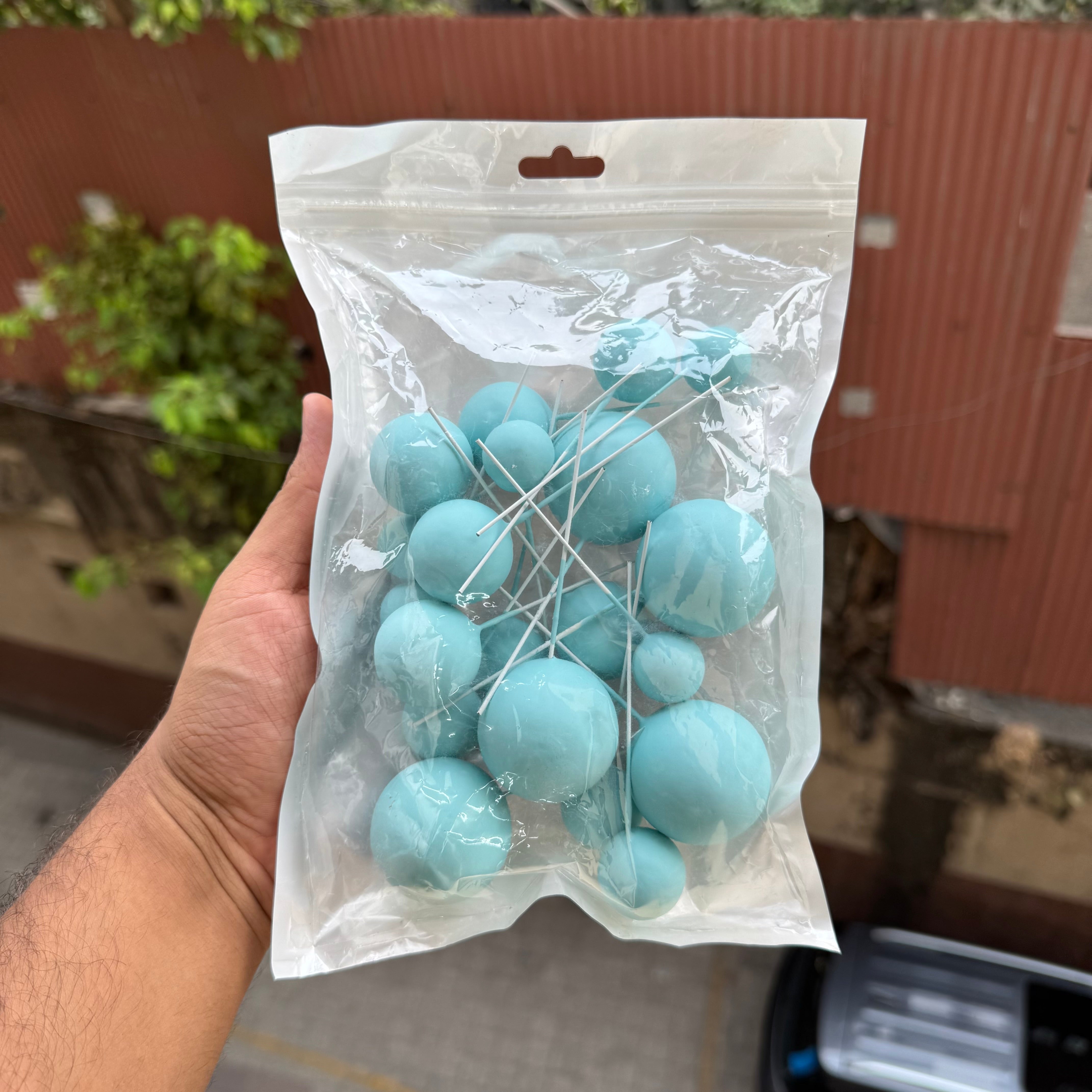 Pastel Faux Ball - Light Blue