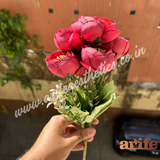 Red Peony Artifical Flower Bunch