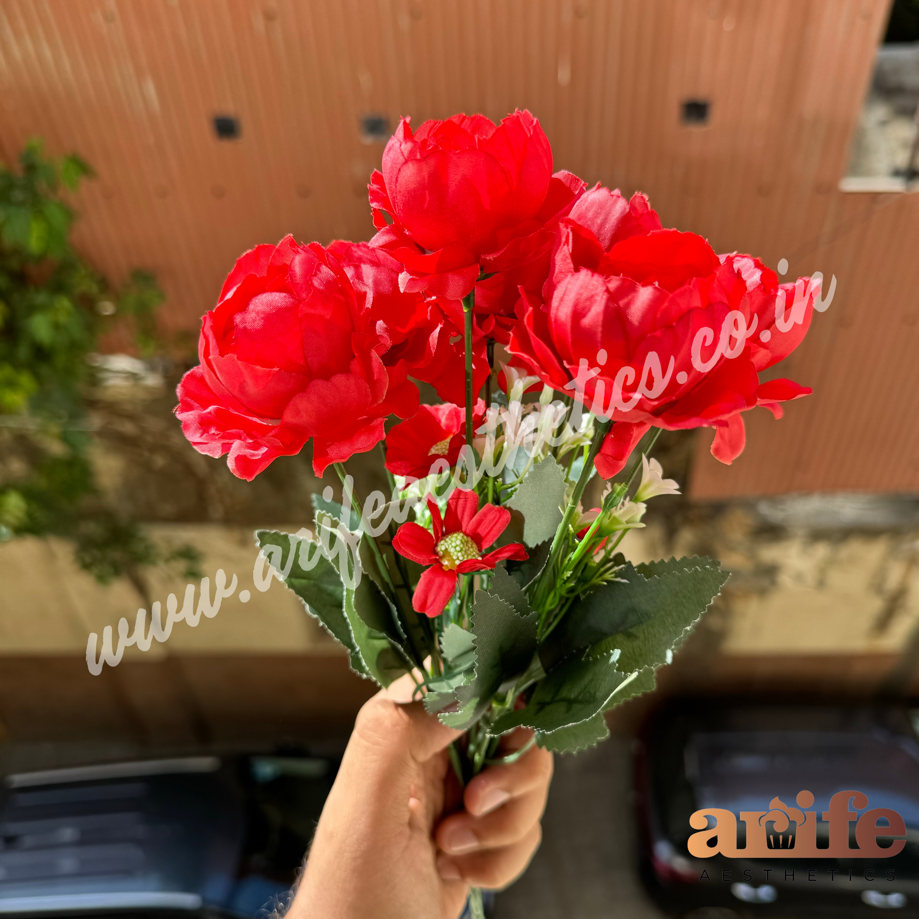 Flower Rife Red ABCD Artificial Flower Bunch – Arife.Aesthetics