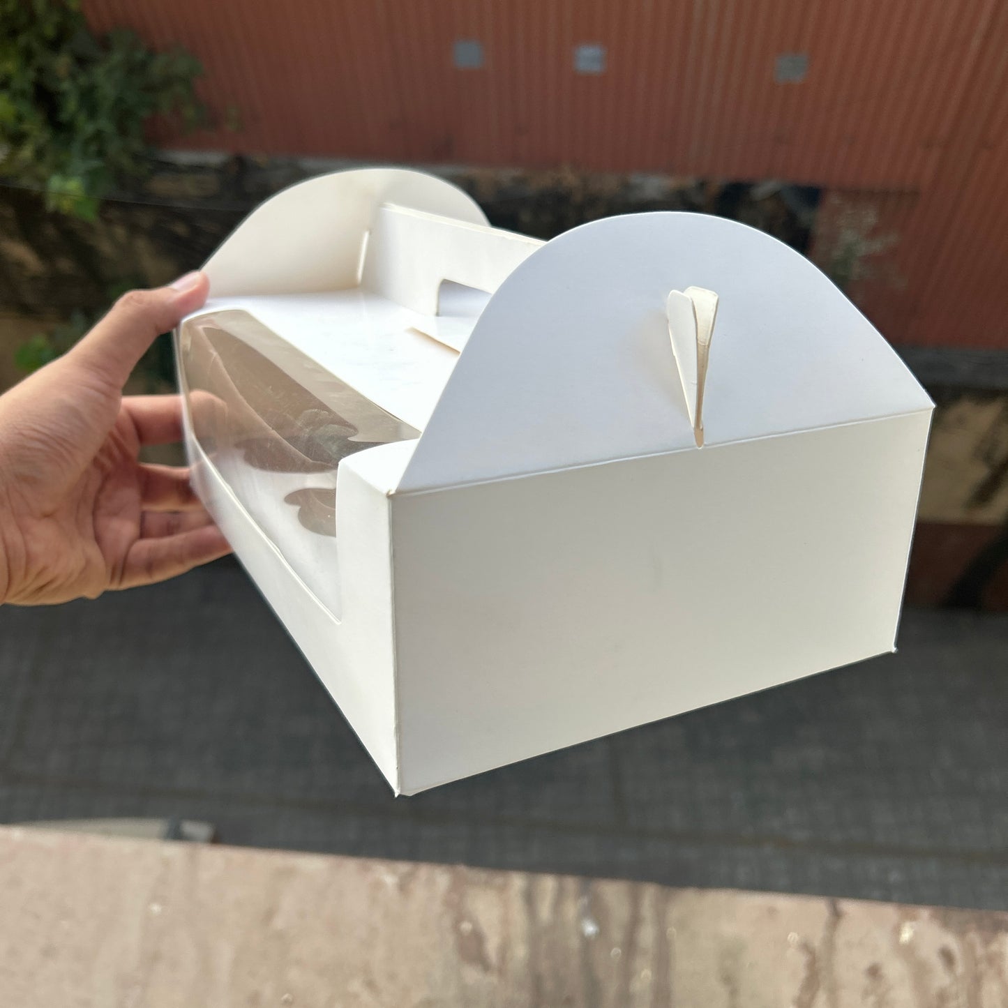 6 Cupcake Box With Handle White