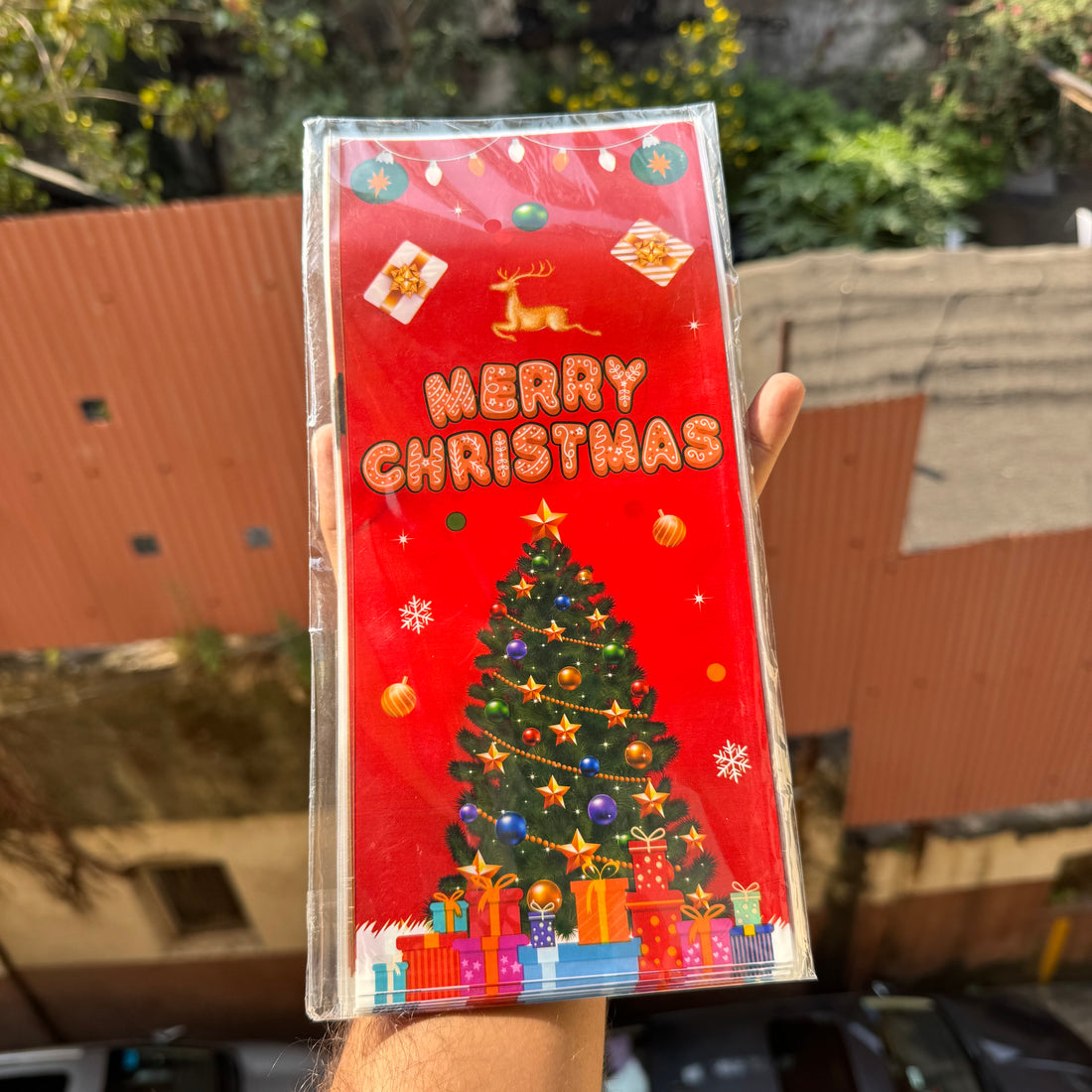 Christmas Transparent Cookie Bag with Twist Tie (50pcs)