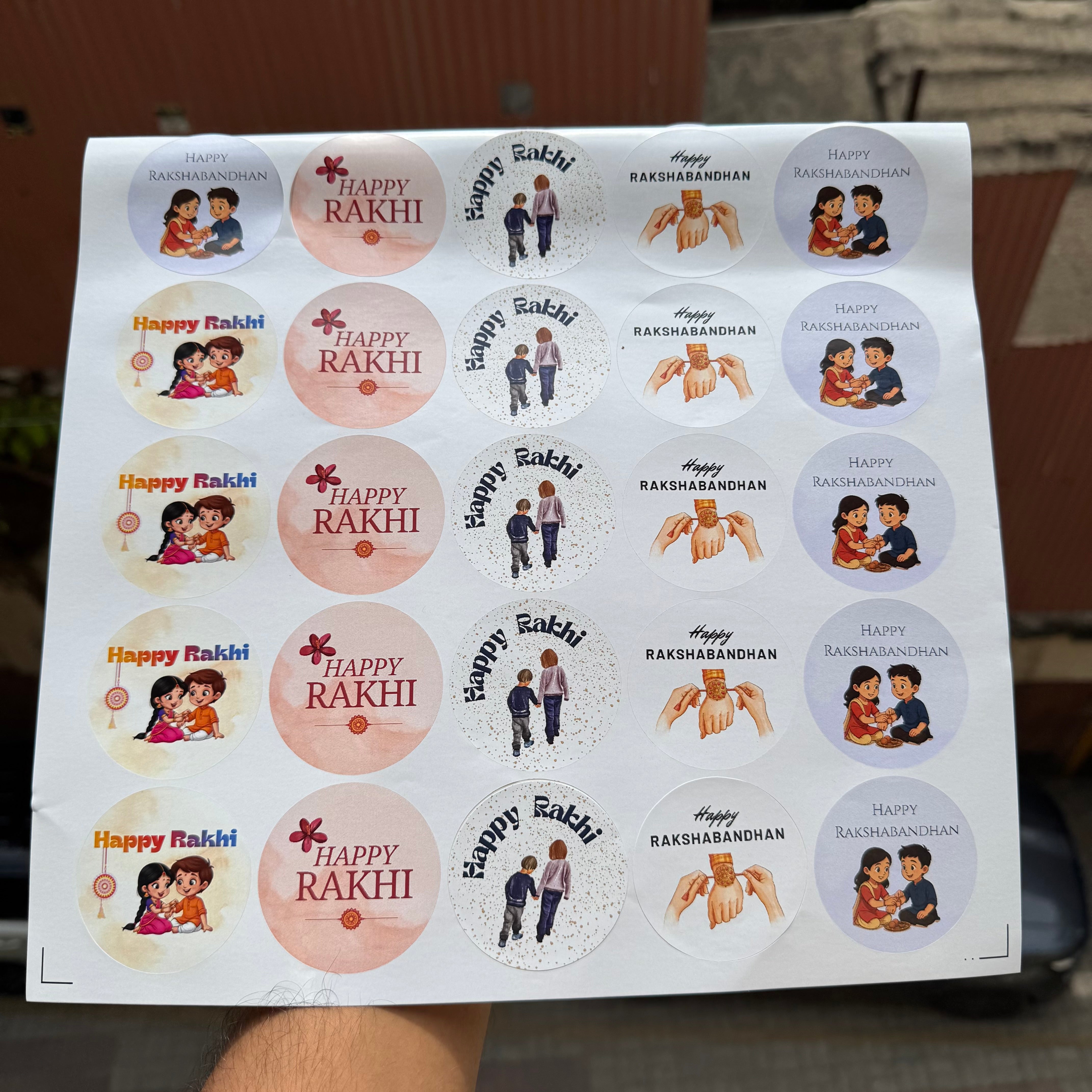 Rakhi Round Cut Sticker - Non Transparent (40 stickers)