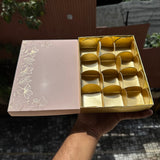 Pastel Petals Collection - 12 Cavity  Box with Premium Cavity for Chocolates,Truffles - Peach (10pc) Top Bottom