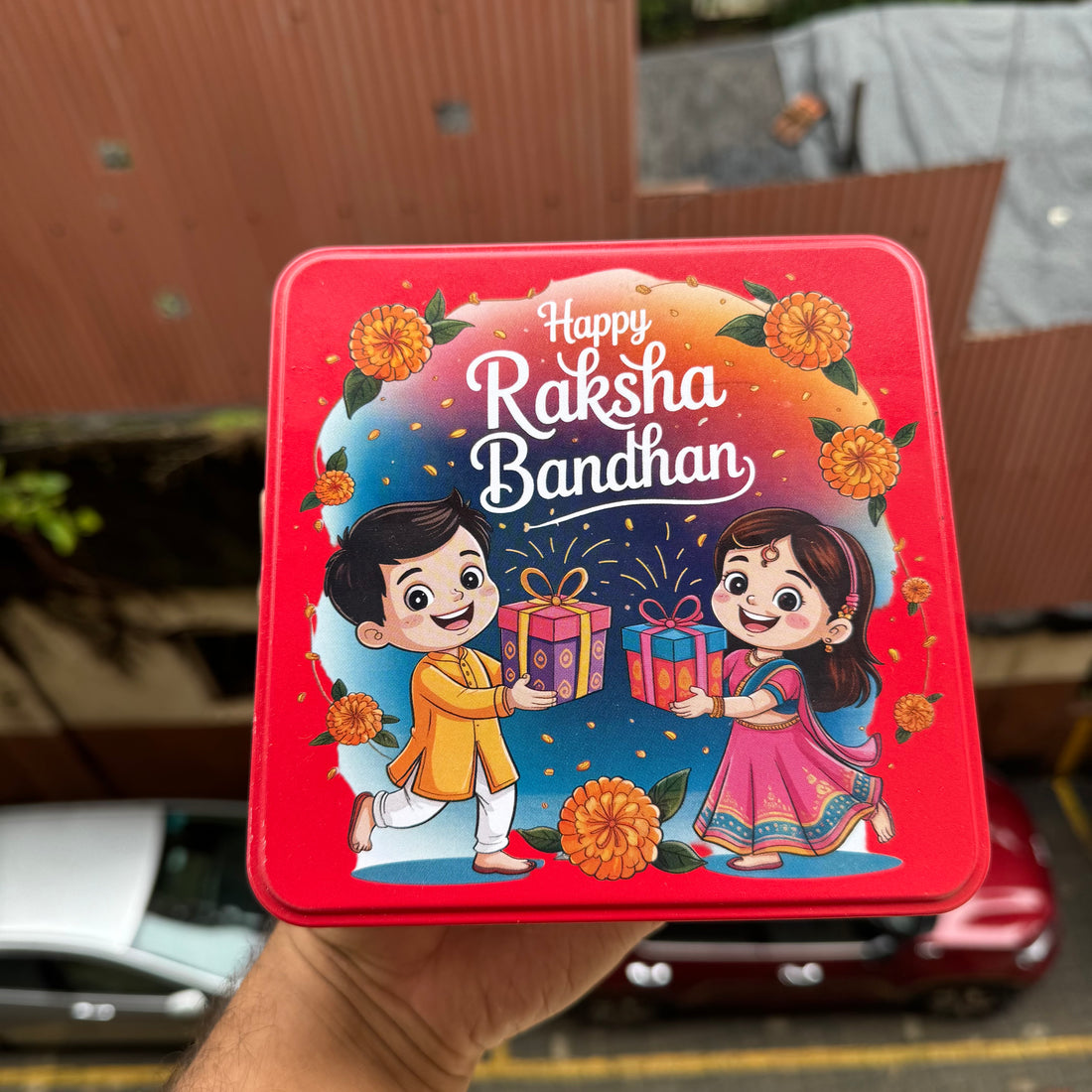 Rakhi Square Dream Tin 6x6x1.5inch