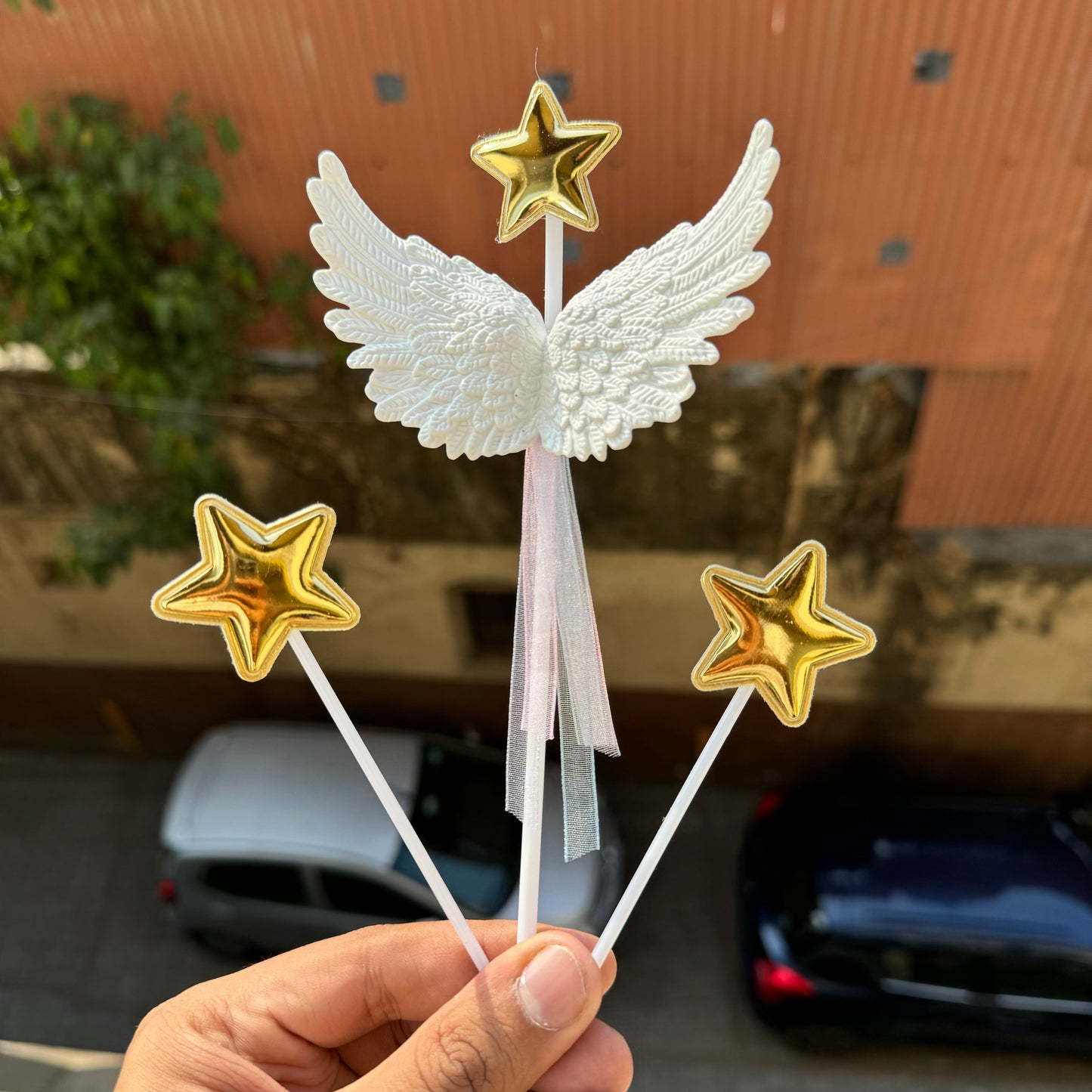 White Angel Wing & Star Topper