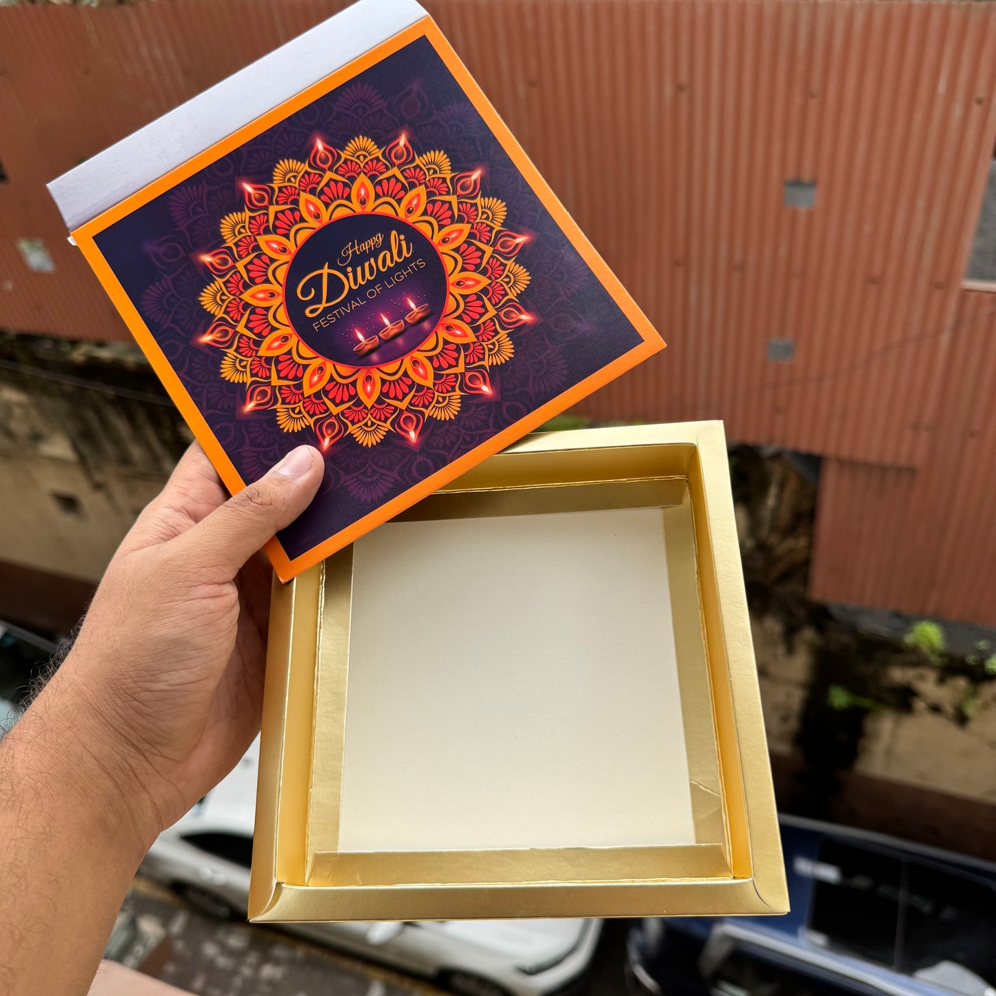 Diwali Slider Box - 9 Cavity - For Chocolates / Candles / Truffles / Brownies / Mithai’s & More (10pc)