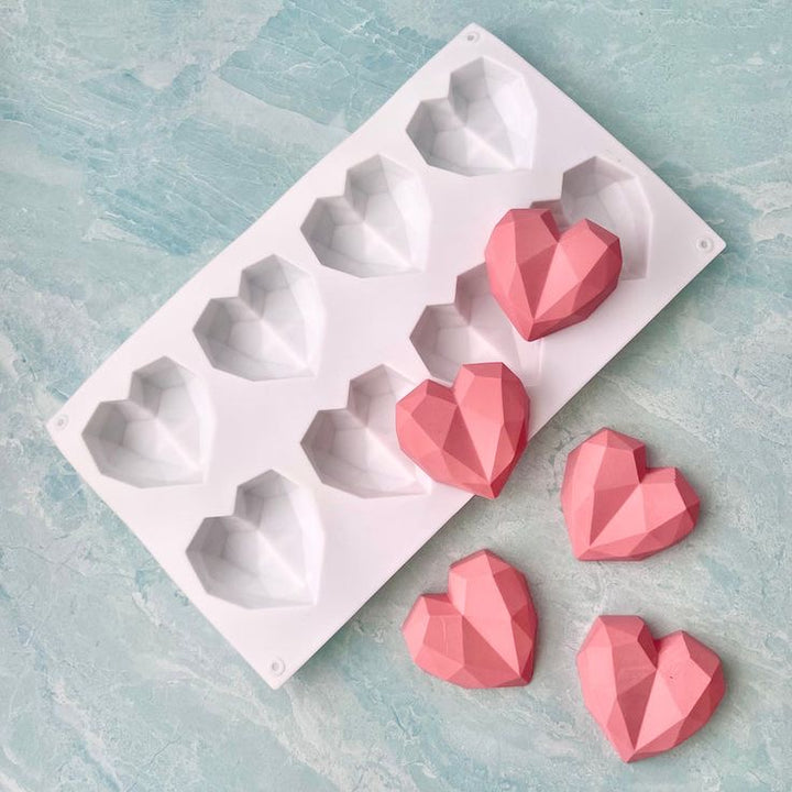 8 Cavity 3D Hearts Chocolate Silicon Mould
