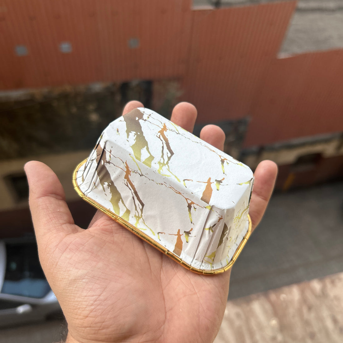 White Marble Metallic Loaf Liner