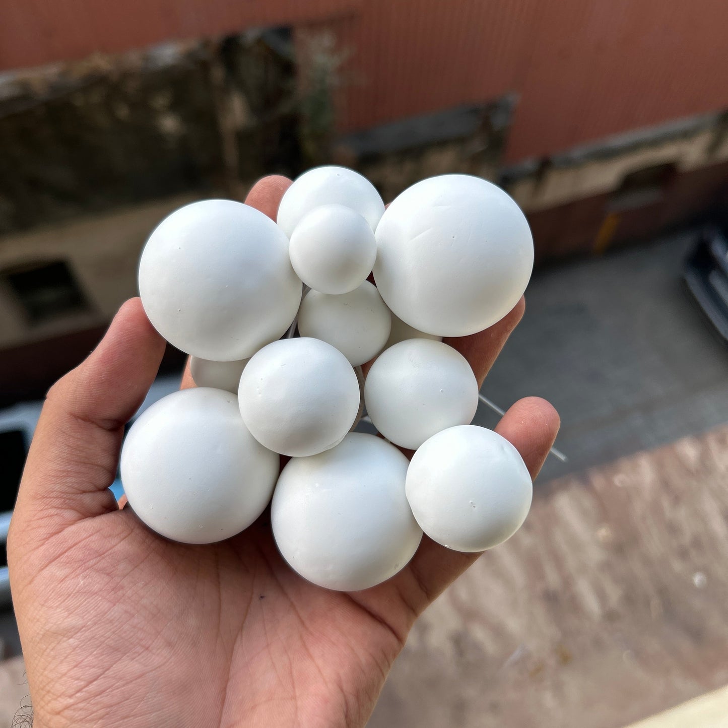 Grey Pastel Faux Ball Buy10 Get2 Free